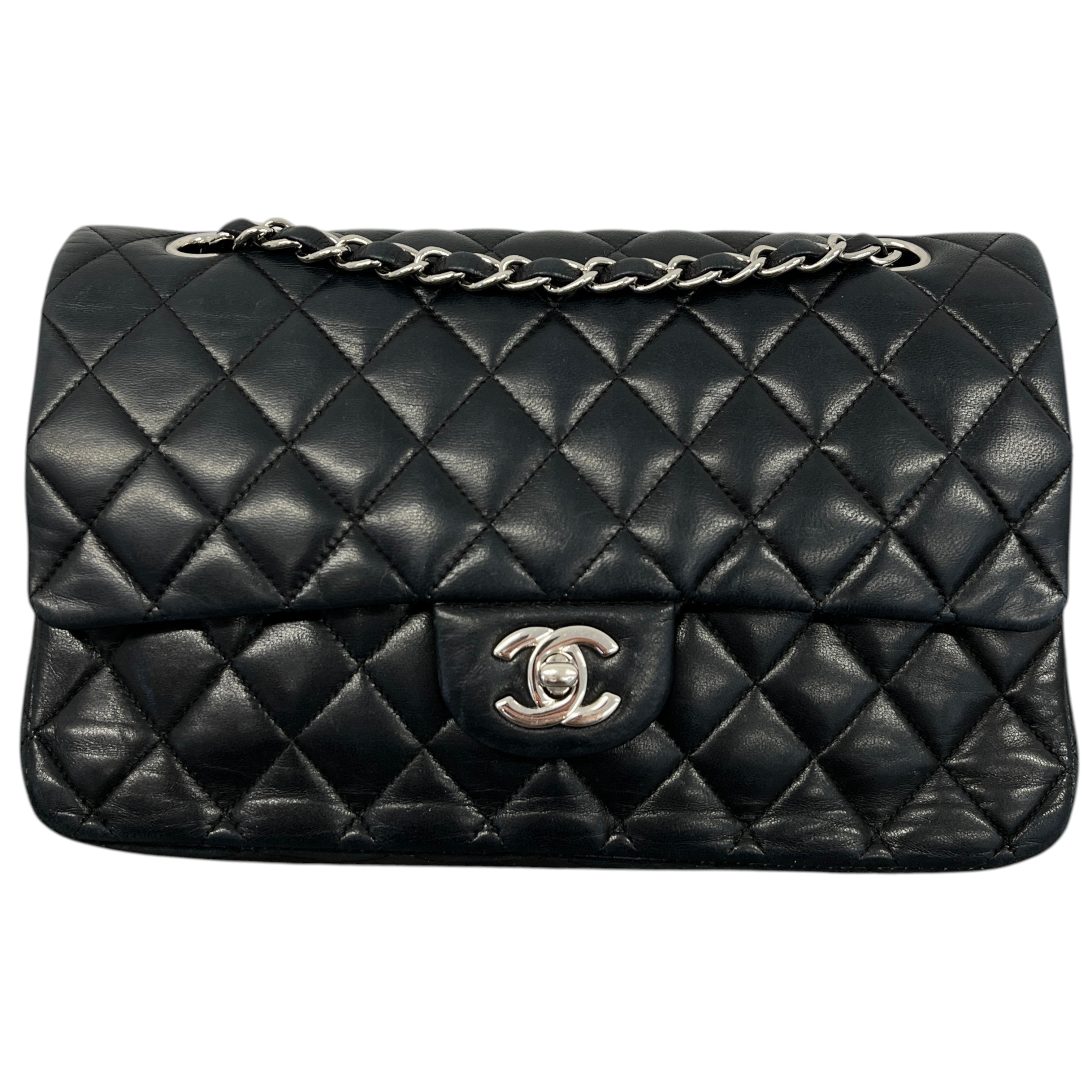 Women's Classic Double Flap Lambskin Bag Black