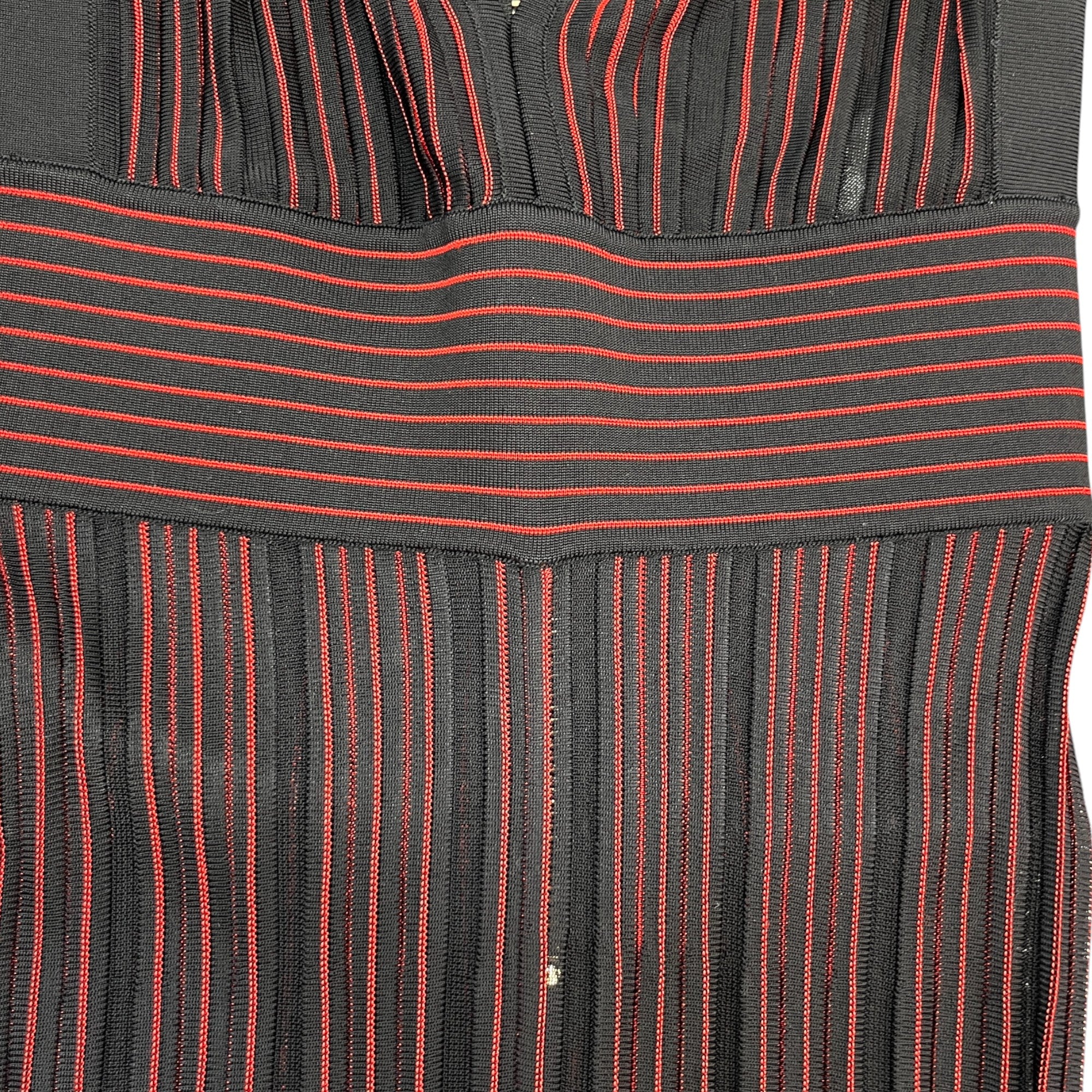 Women's Striped Stretch Sheer Jumpsuit Trousers Burgundy Size S