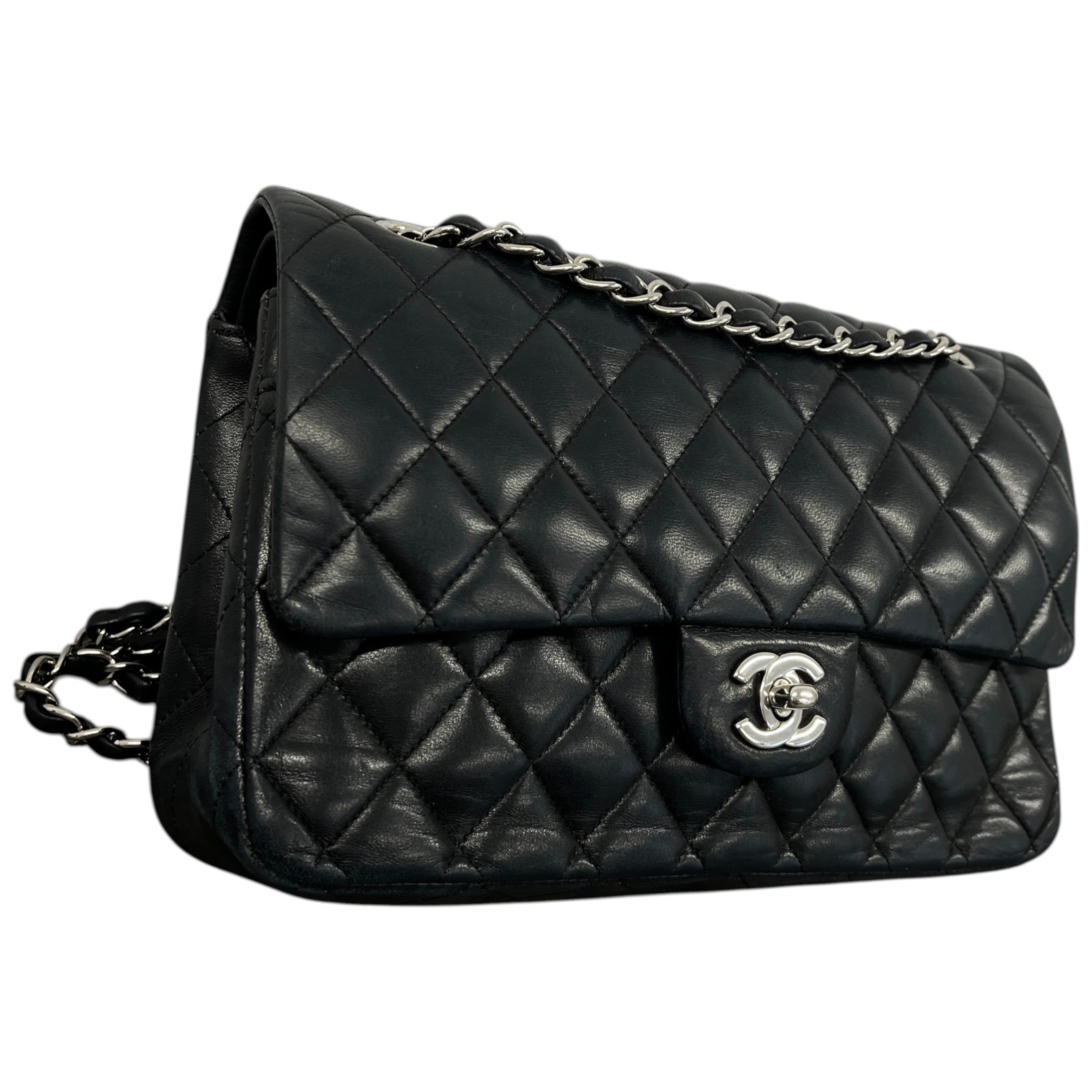 Women's Classic Double Flap Lambskin Bag Black