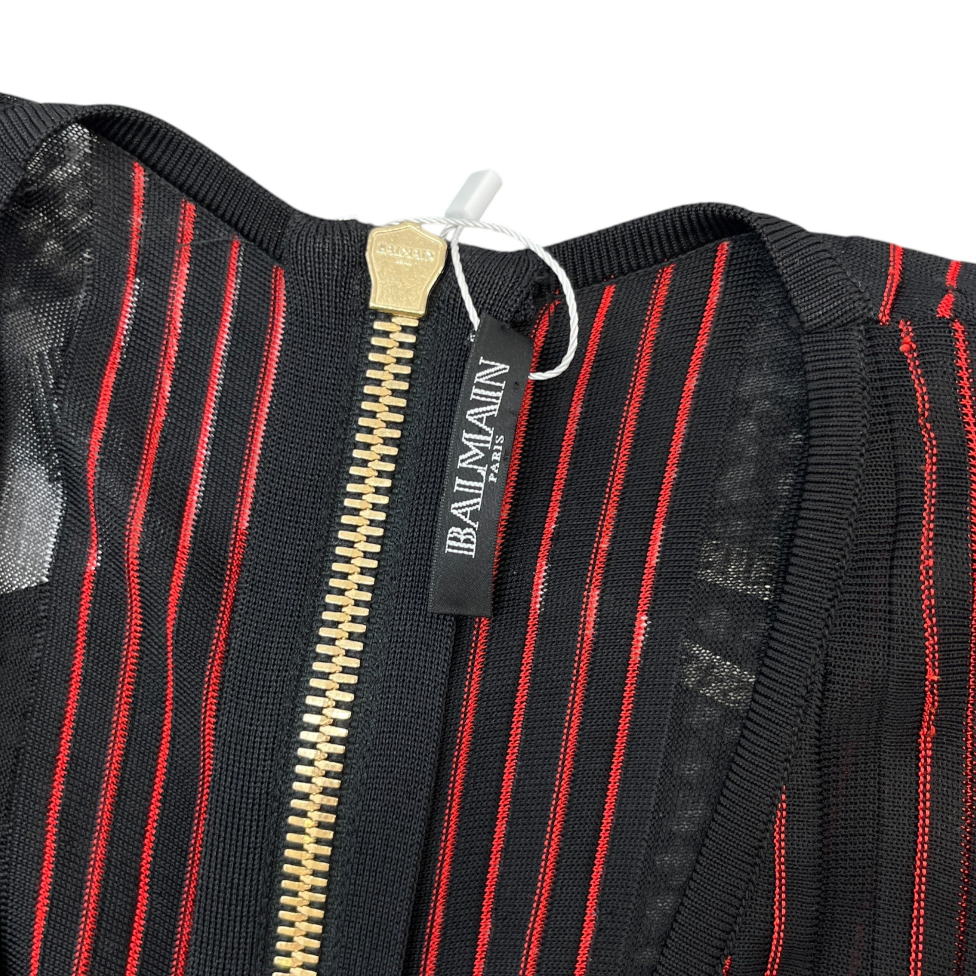 Women's Striped Stretch Sheer Jumpsuit Trousers Burgundy Size S