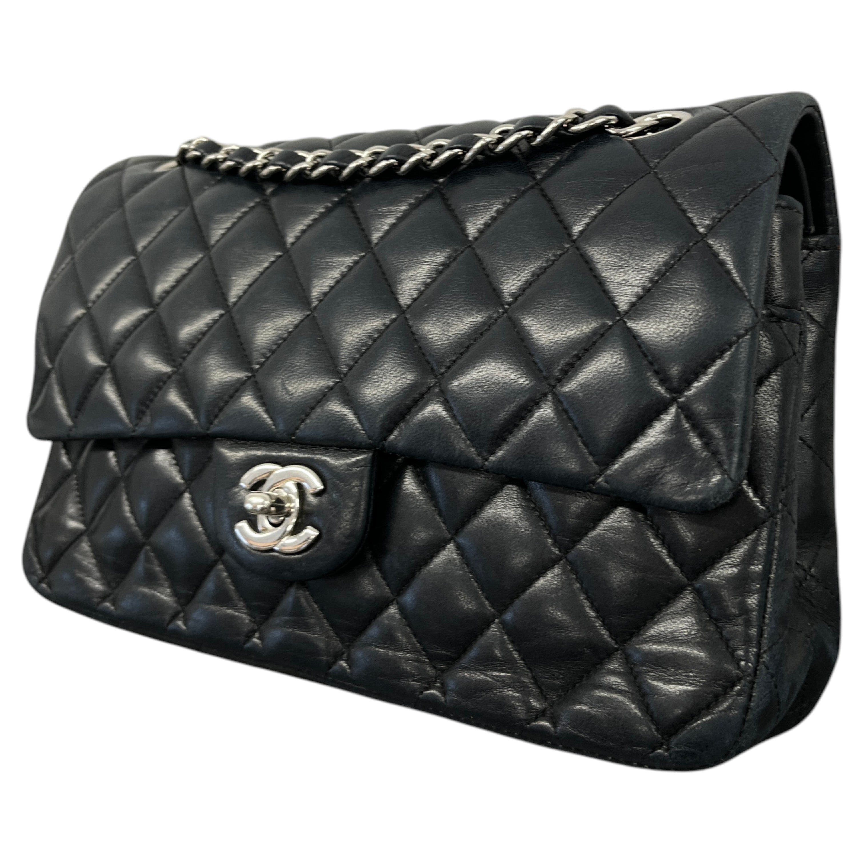 Women's Classic Double Flap Lambskin Bag Black
