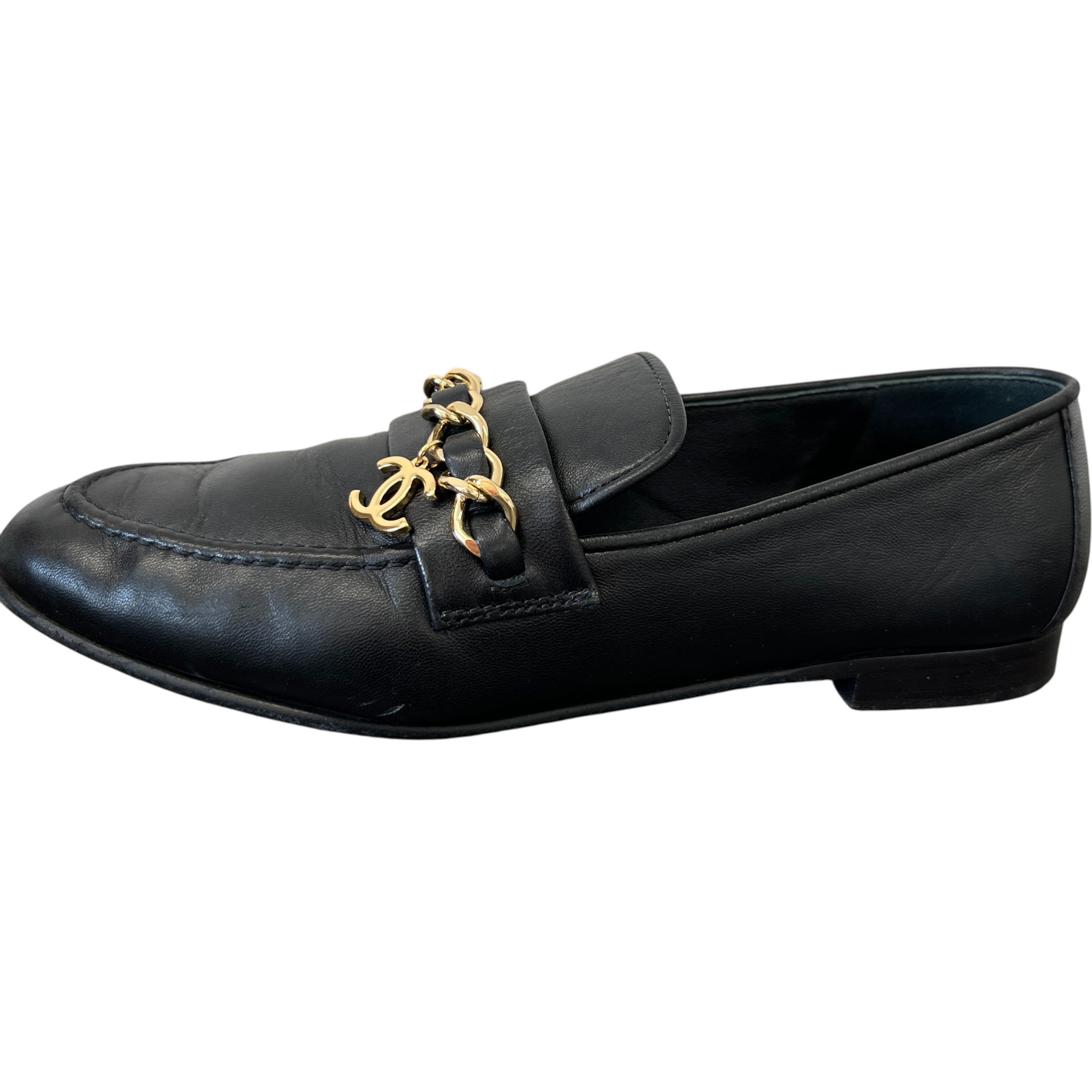 Women's Chain Cc Logo Charm Loafers Black Size EU 36.5 / UK 3.5