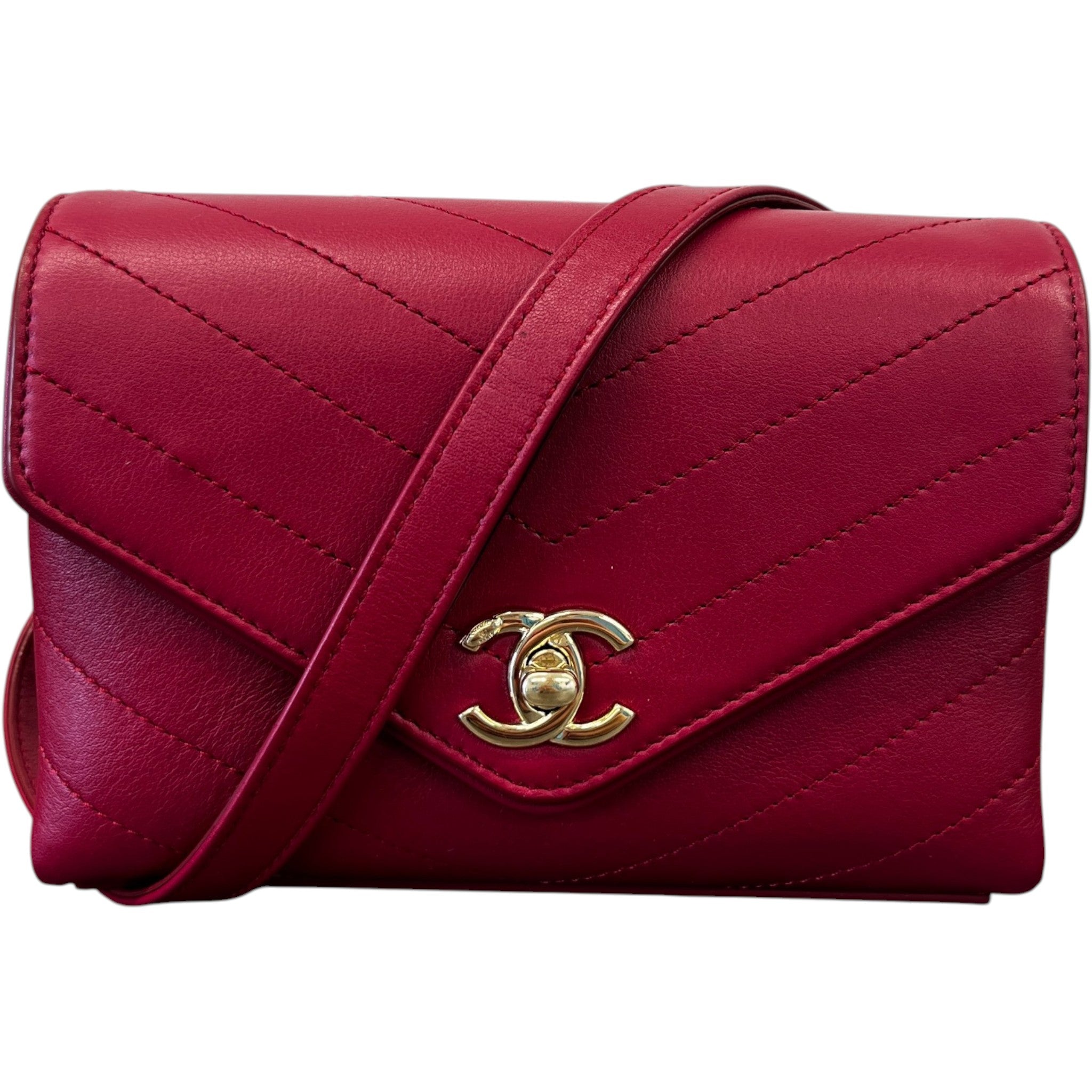 Women's Coco Chevron Flap Bag Red