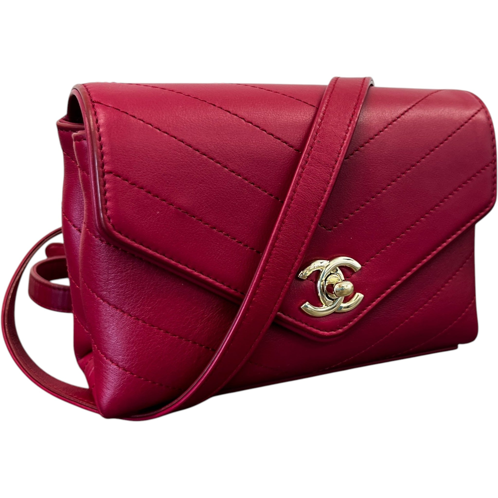 Women's Coco Chevron Flap Bag Red