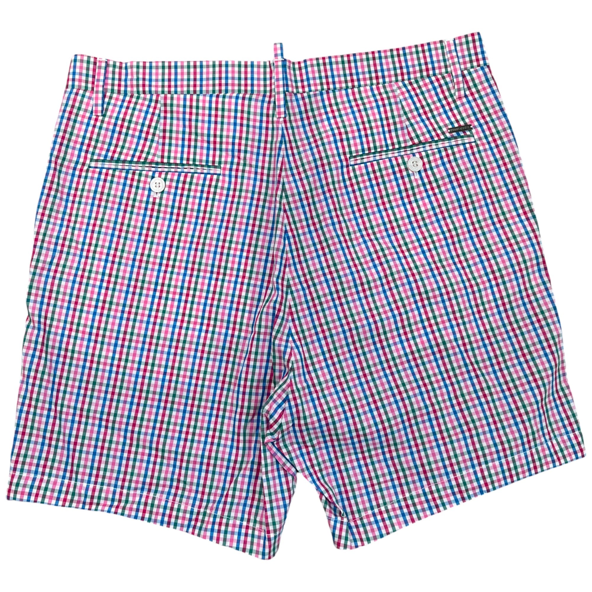 Men's Plaque Logo Plaid Shorts Pink Size IT 48 / UK 32