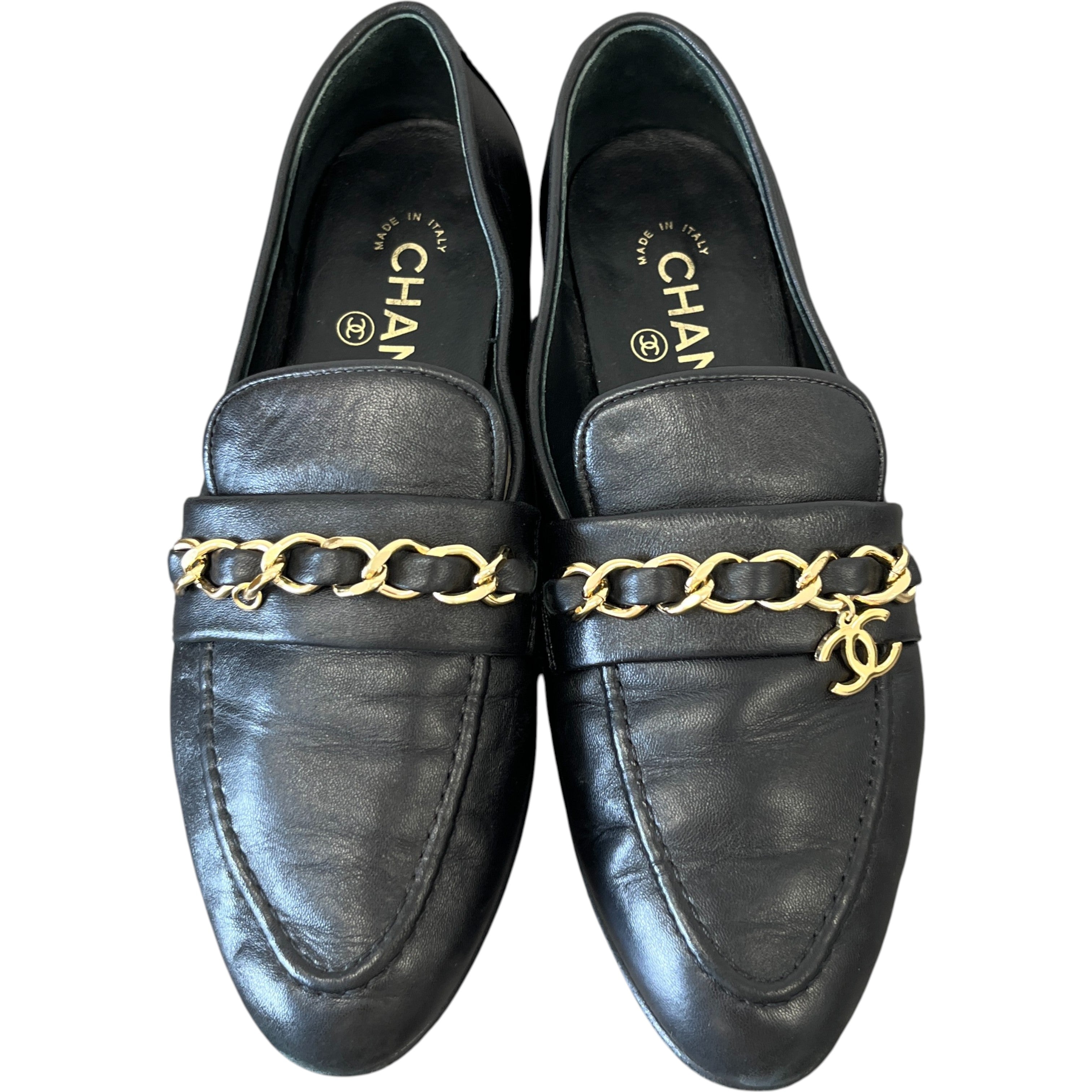 Women's Chain Cc Logo Charm Loafers Black Size EU 36.5 / UK 3.5