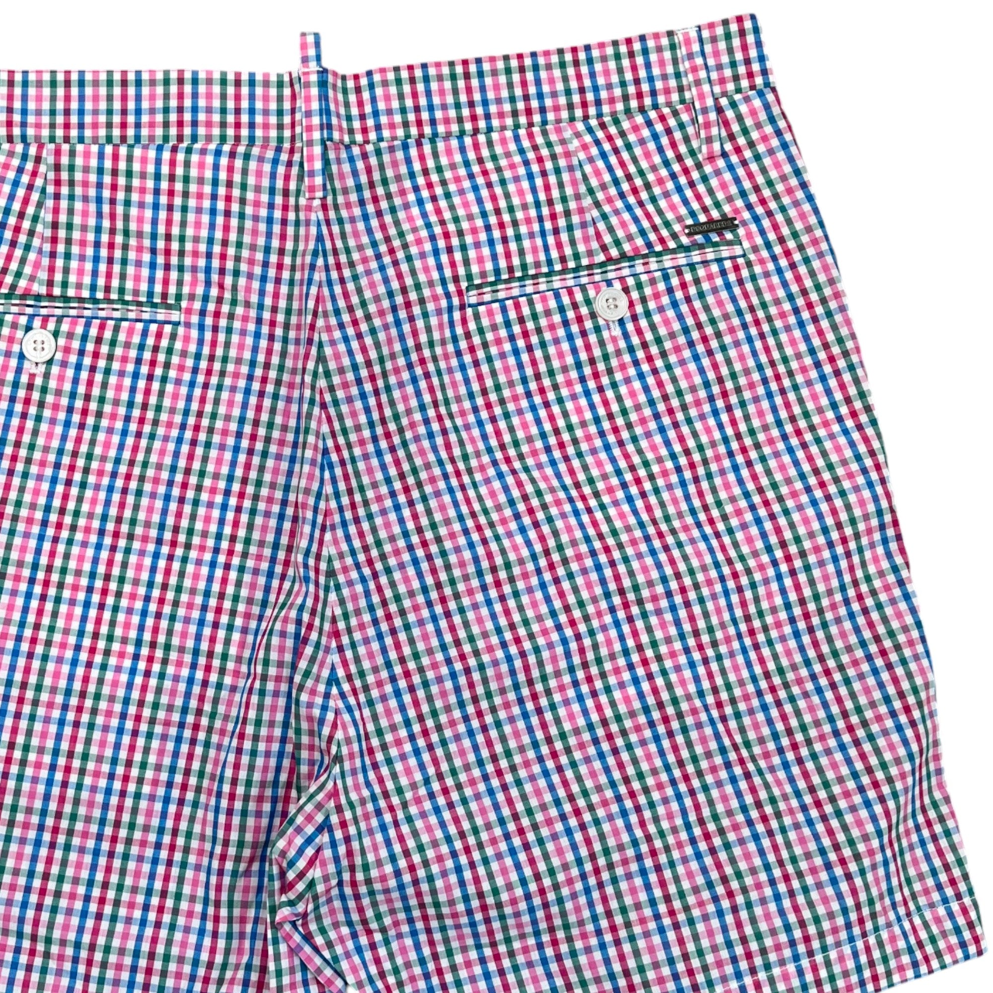 Men's Plaque Logo Plaid Shorts Pink Size IT 48 / UK 32