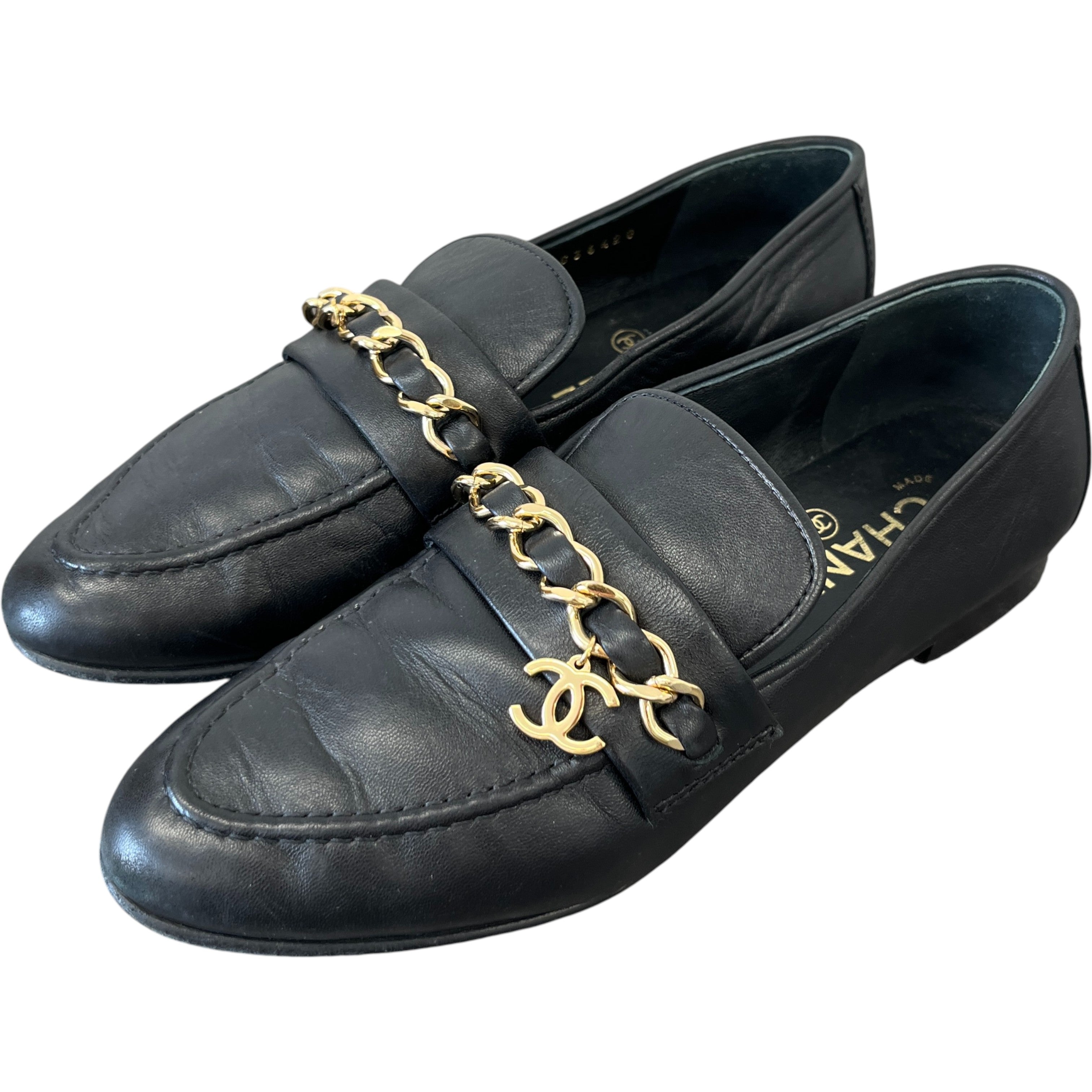 Women's Chain Cc Logo Charm Loafers Black Size EU 36.5 / UK 3.5