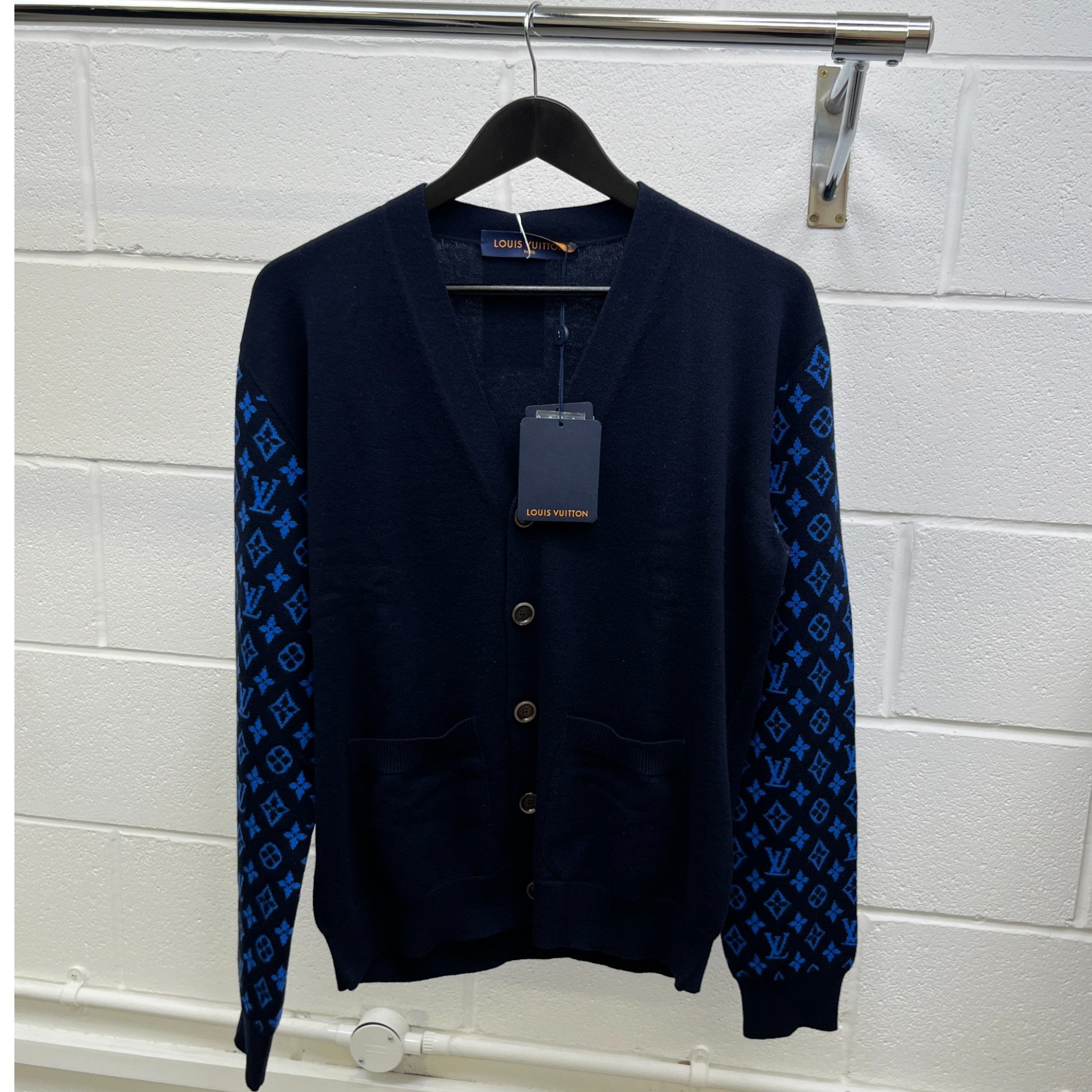 Men's Monogram Mix Cardigan Cardigan Navy Size S