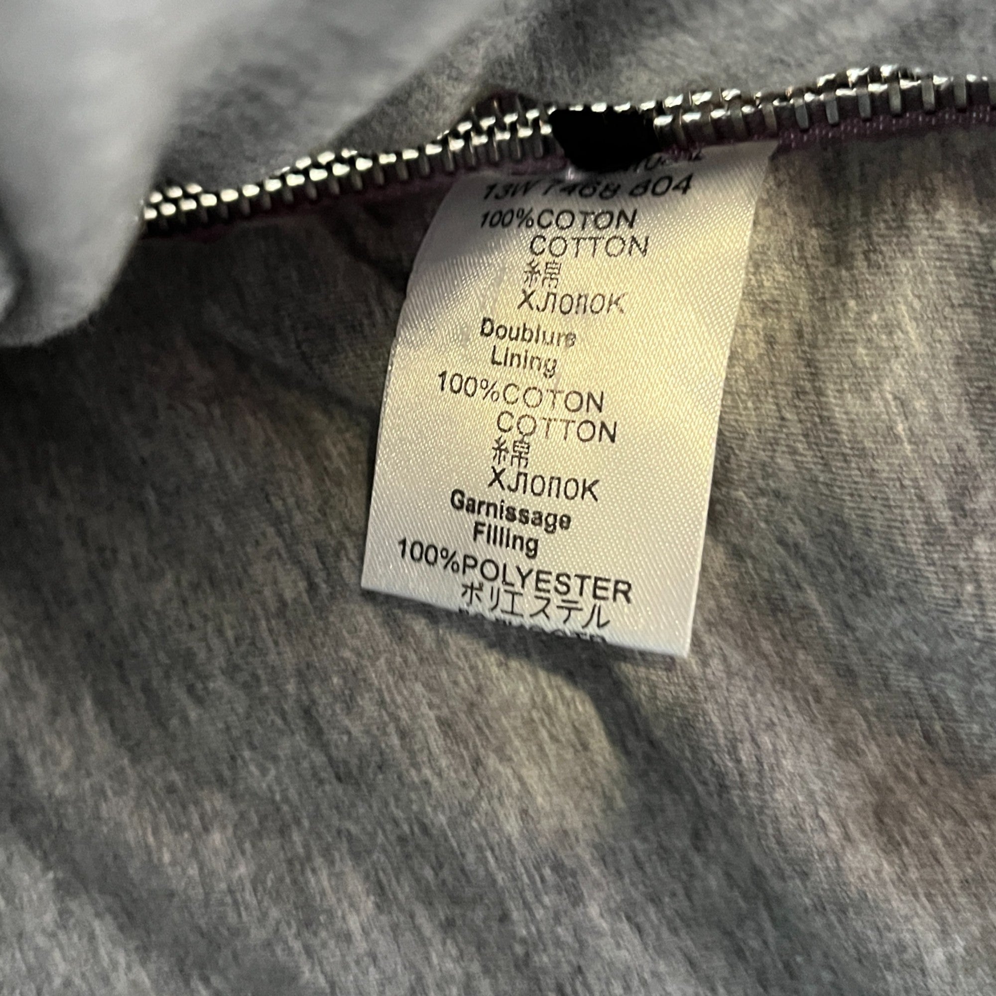 Men's Printed Image Quilted Jacket Grey Size S