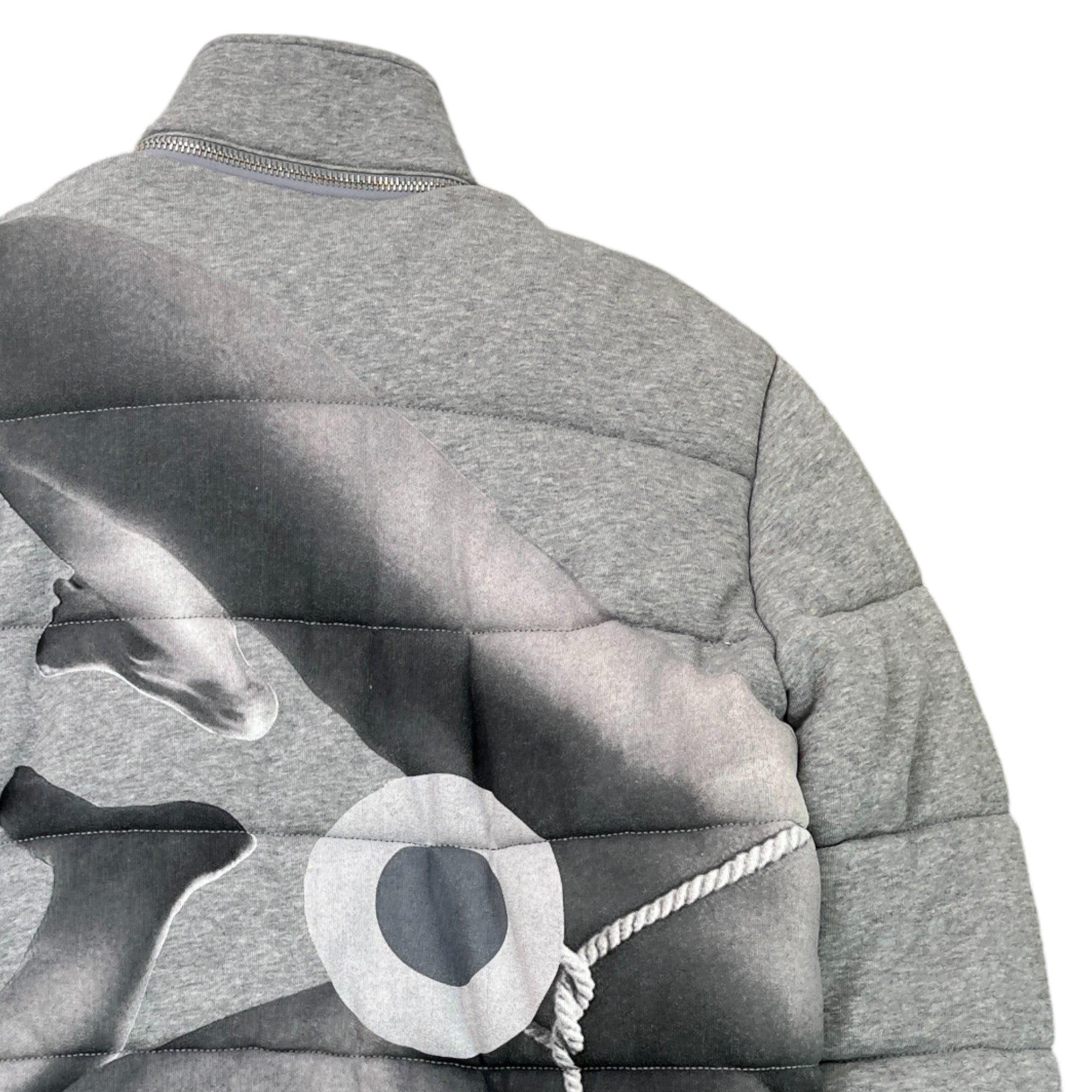 Men's Printed Image Quilted Jacket Grey Size S