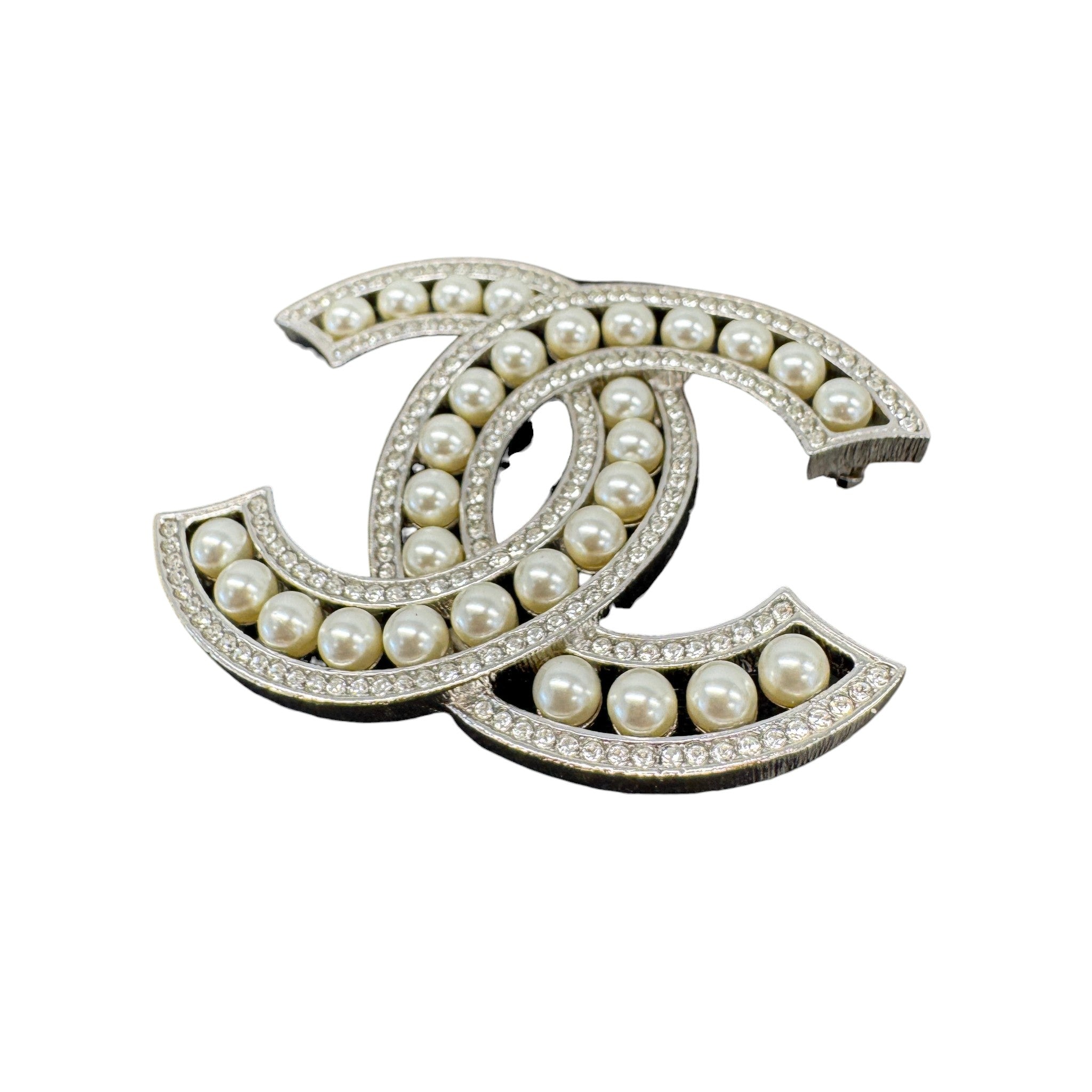 Women's Cc Logo Pear Brooch Silver