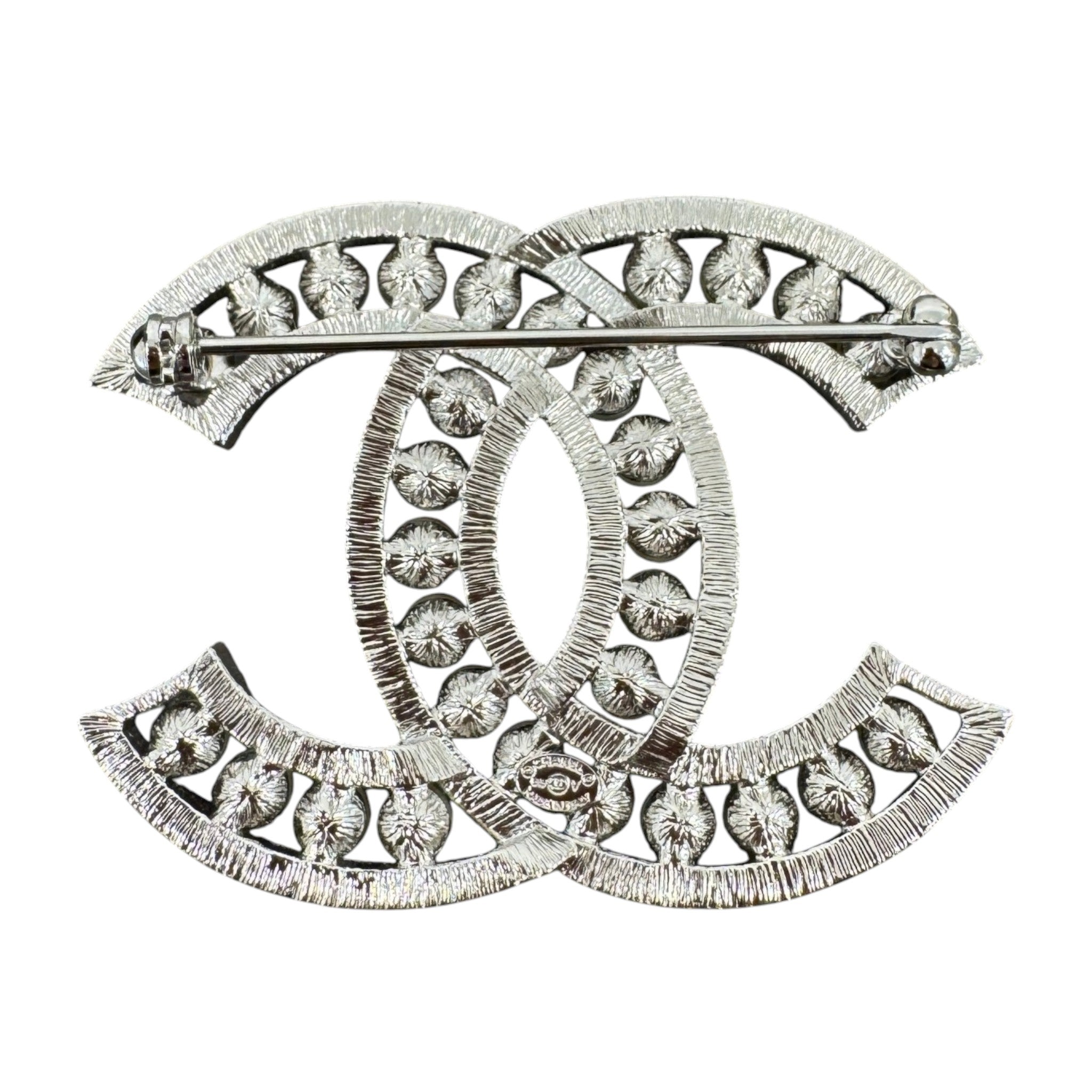 Women's Cc Logo Pear Brooch Silver