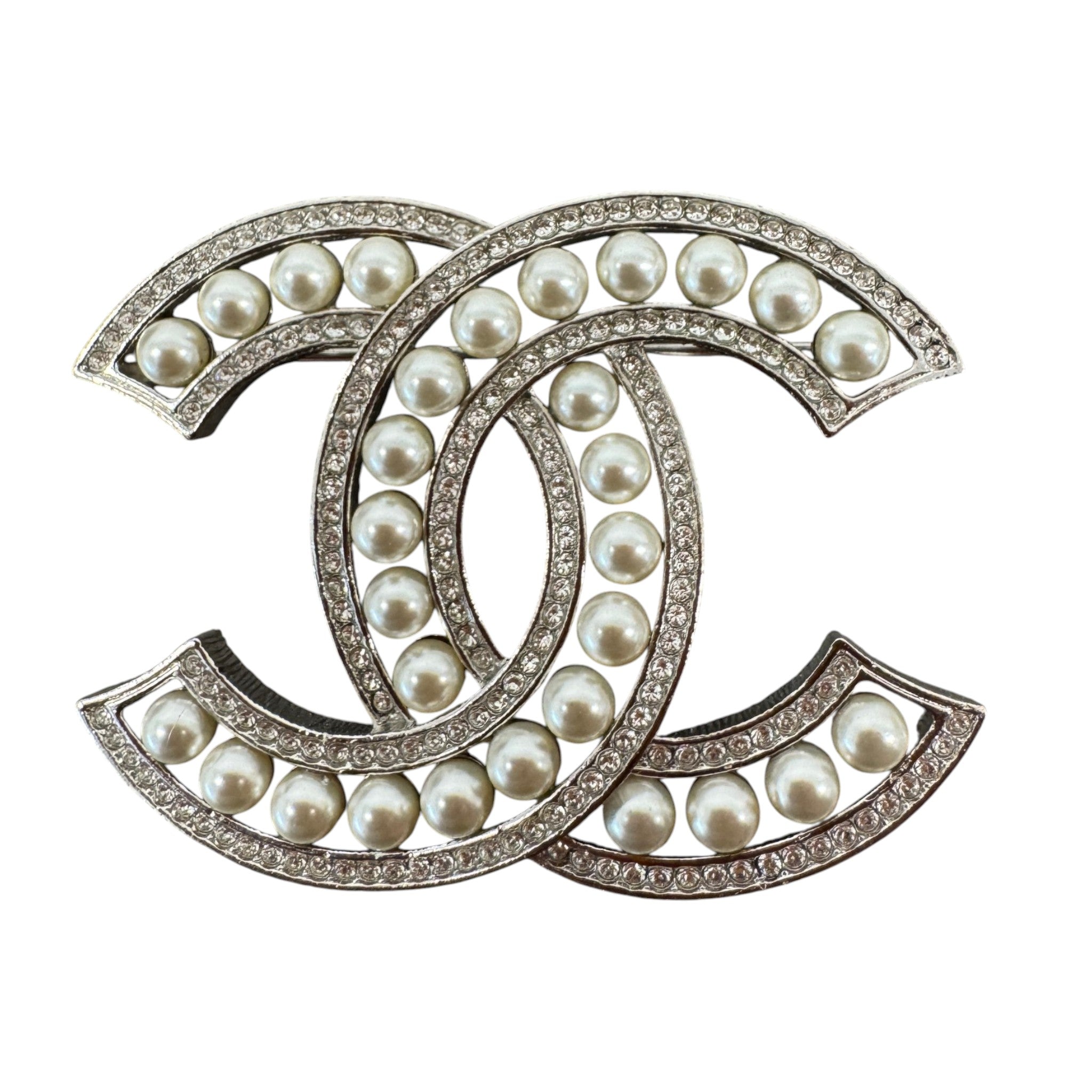 Women's Cc Logo Pear Brooch Silver