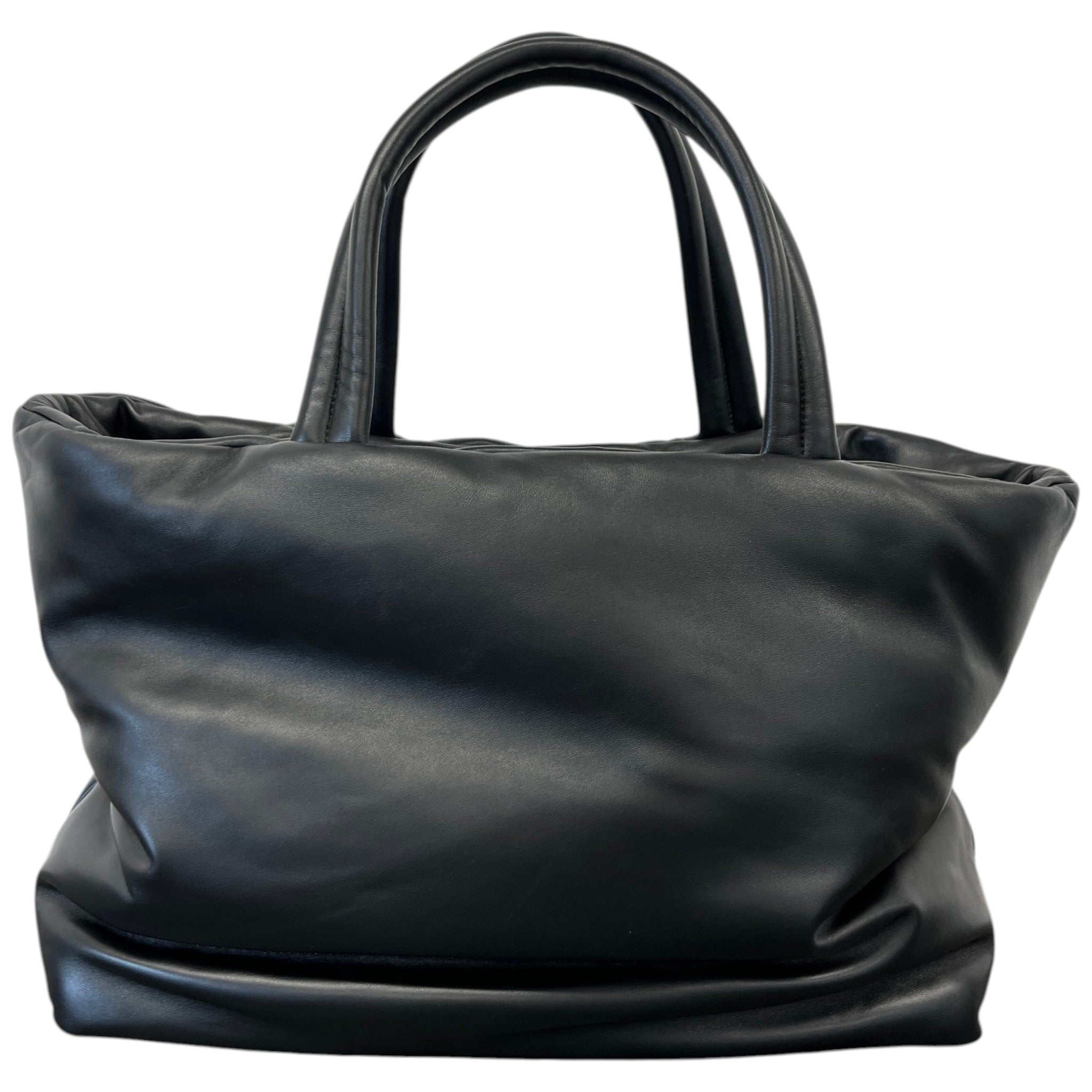 Women's Logo Debossed Leather Tote Handbag Black