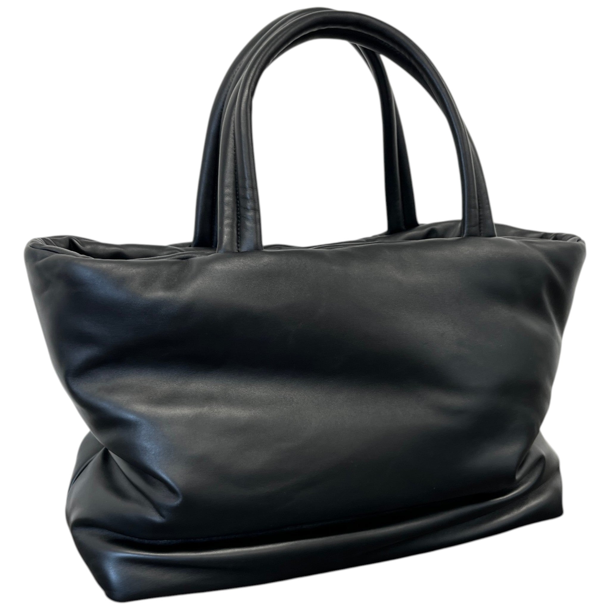 Women's Logo Debossed Leather Tote Handbag Black