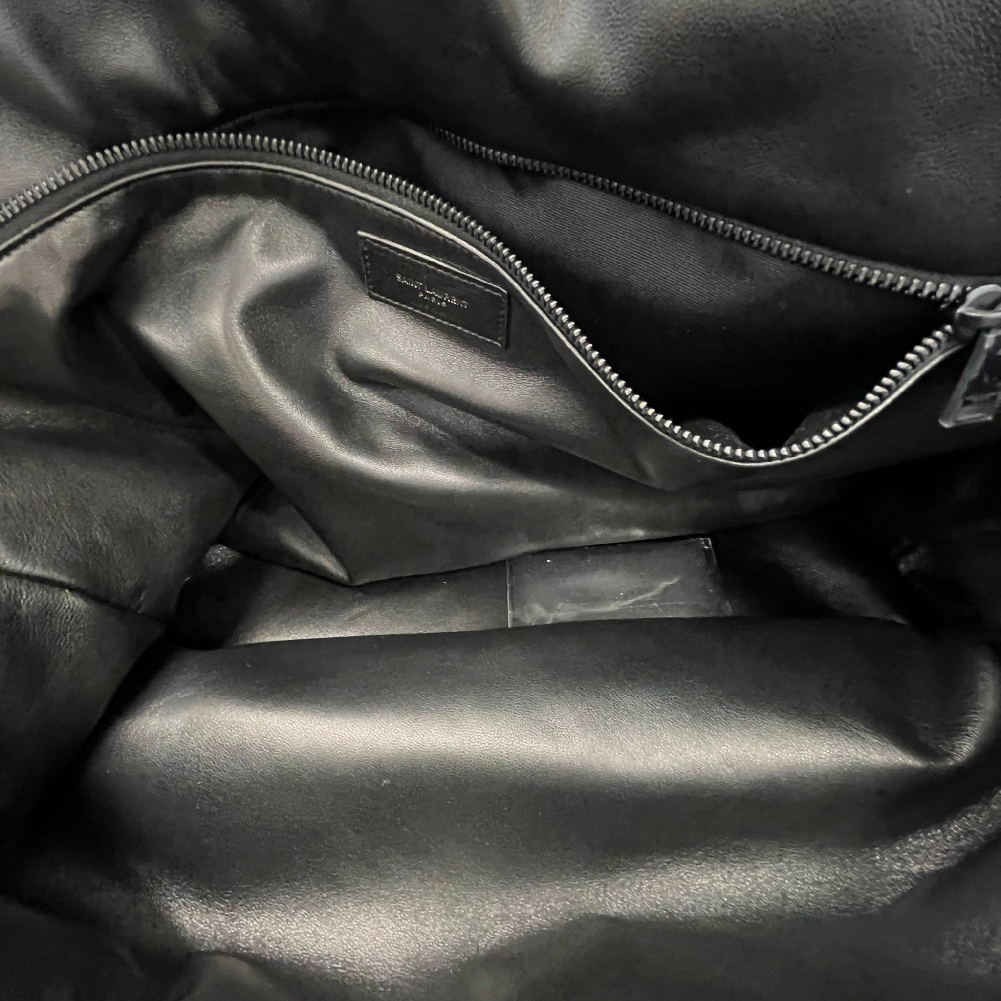 Women's Logo Debossed Leather Tote Handbag Black