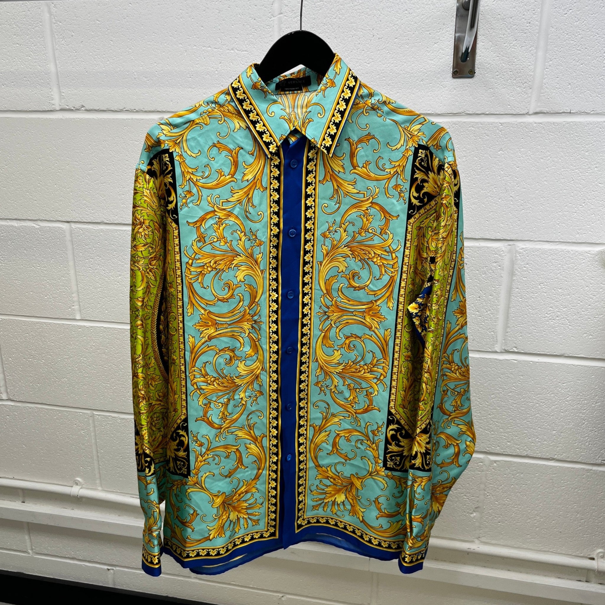 Men's Barocco Print Long Sleeve Shirt Multi-Coloured Size M