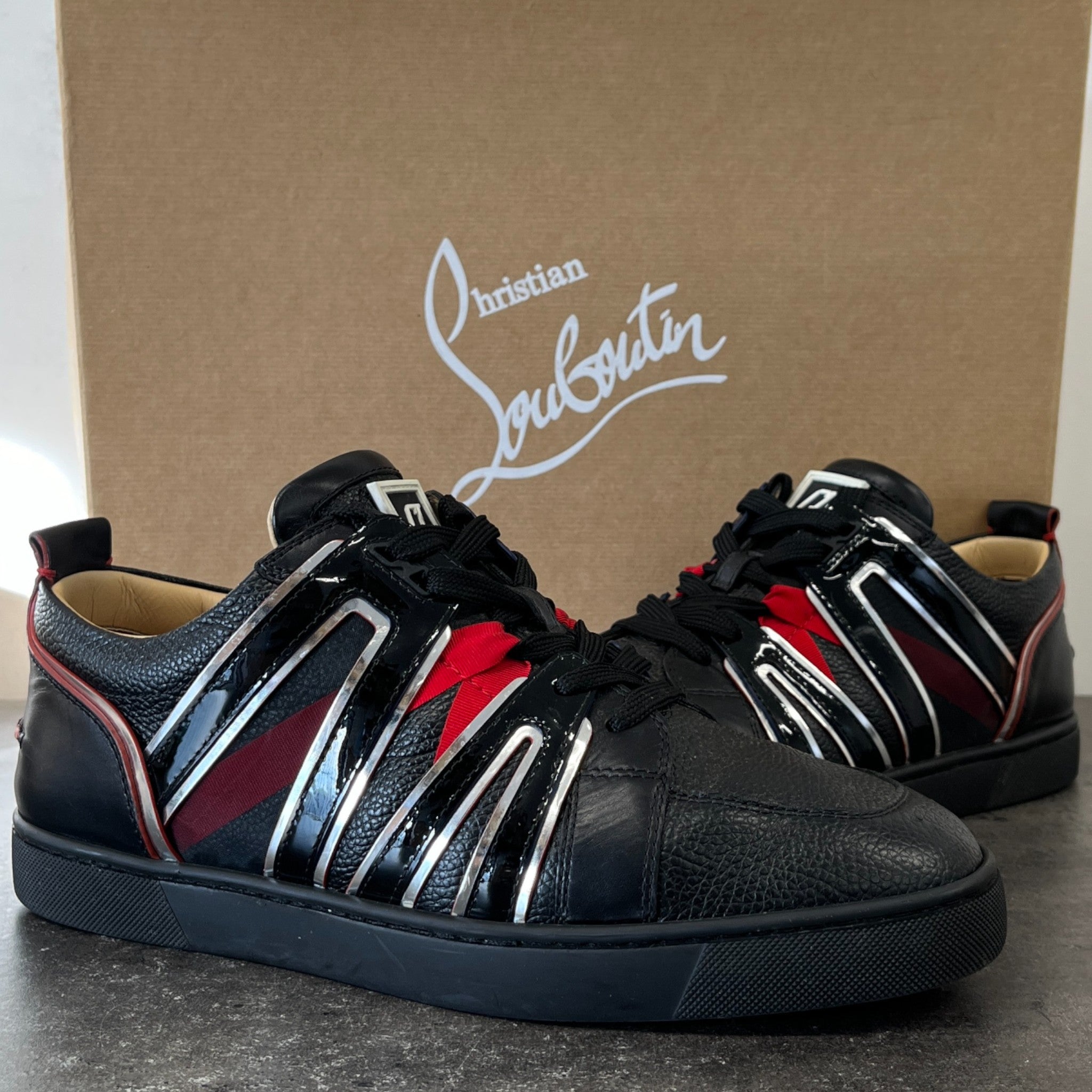 Men's Vida Viva Flat Low Trainers Black Size EU 43.5 / UK 9.5