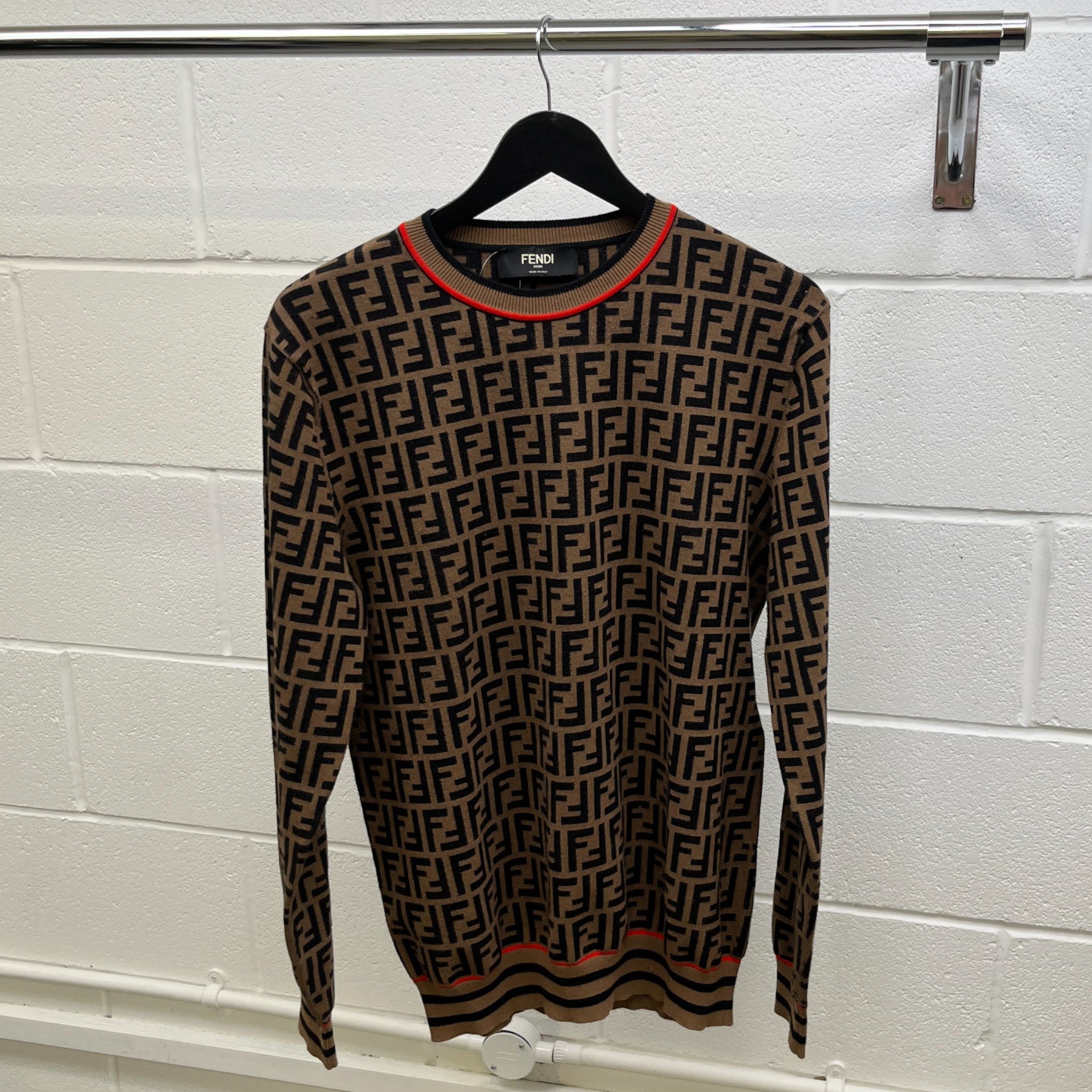 Men's Ff Monogram Jumper Brown Size IT 50 / UK L