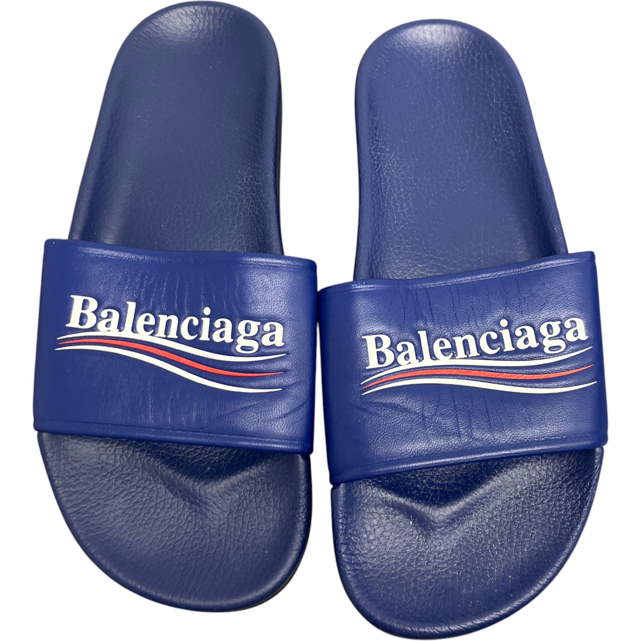 Men's Pool Political Logo Slides Blue Size EU 41 / UK 7