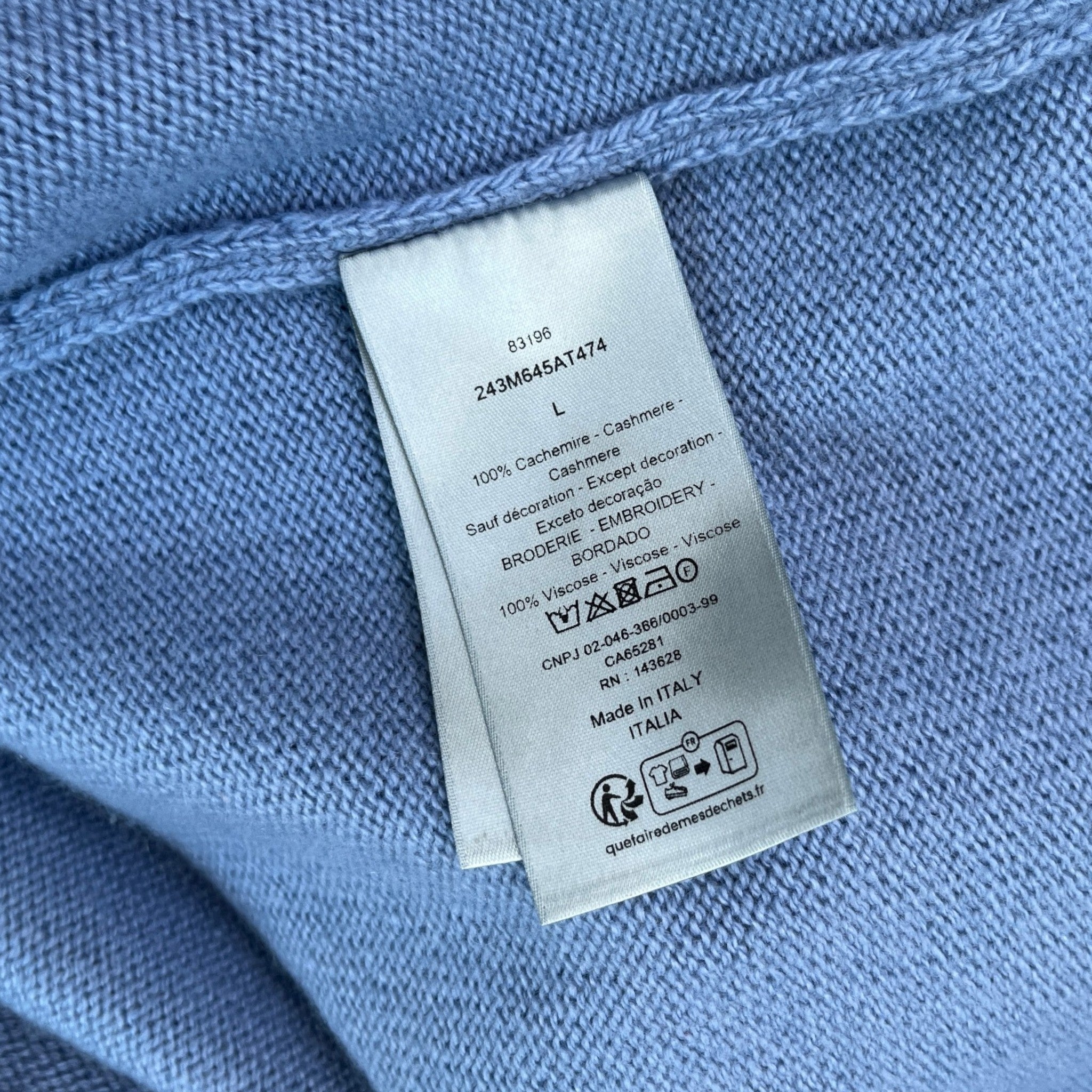 Men's Couture Cashmere Jumper Blue Size L