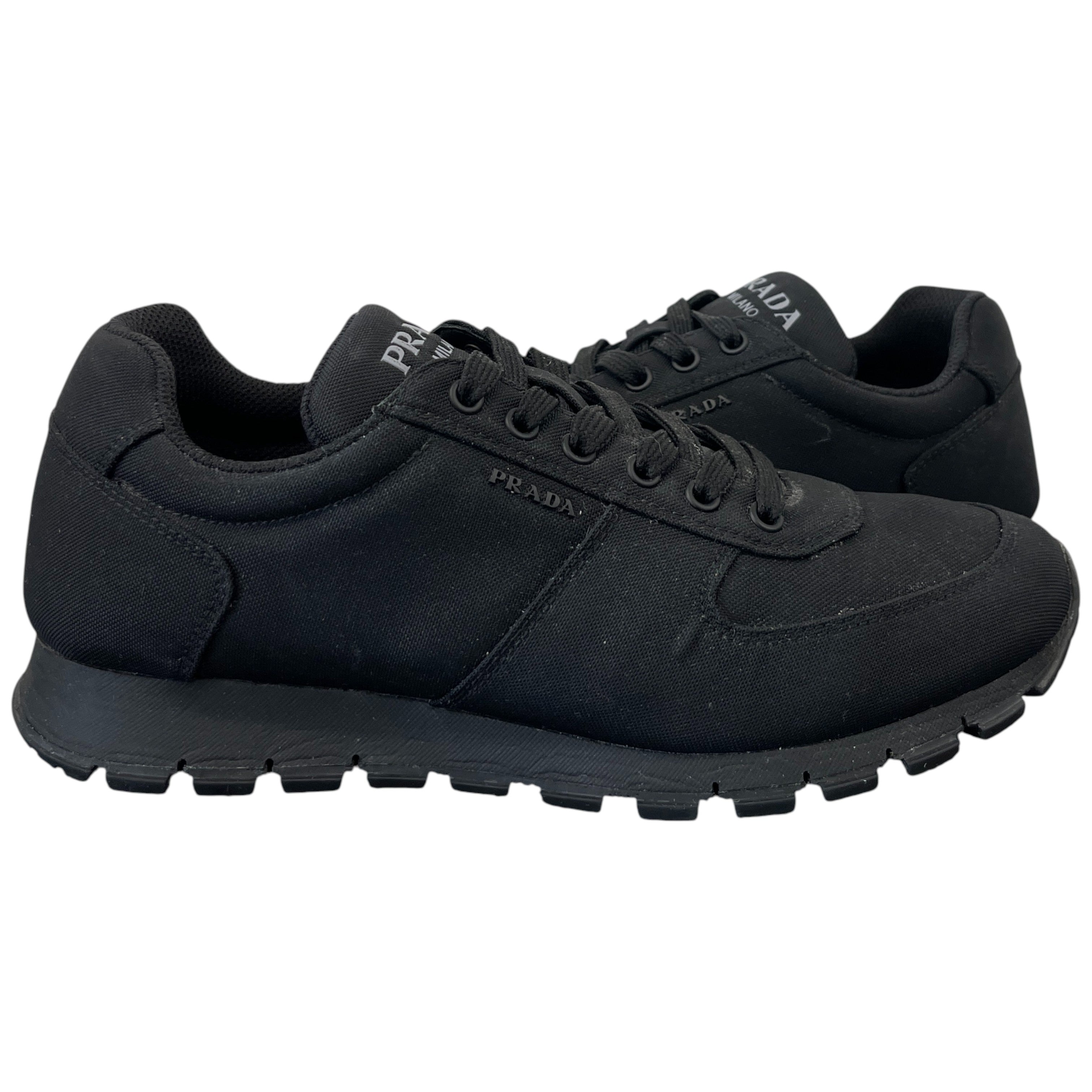 Men's Nylon Logo Low Trainers Black Size EU 41 / UK 7