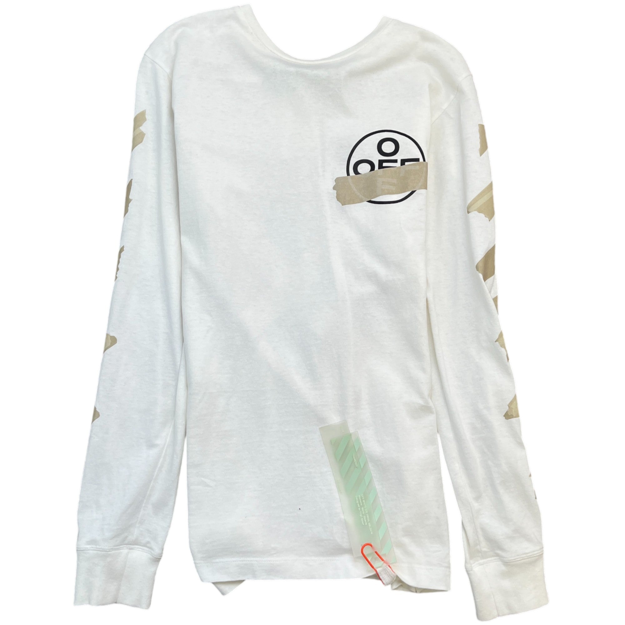 Men's Arrow Logo Print Long Sleeve T-Shirt Cream Size S