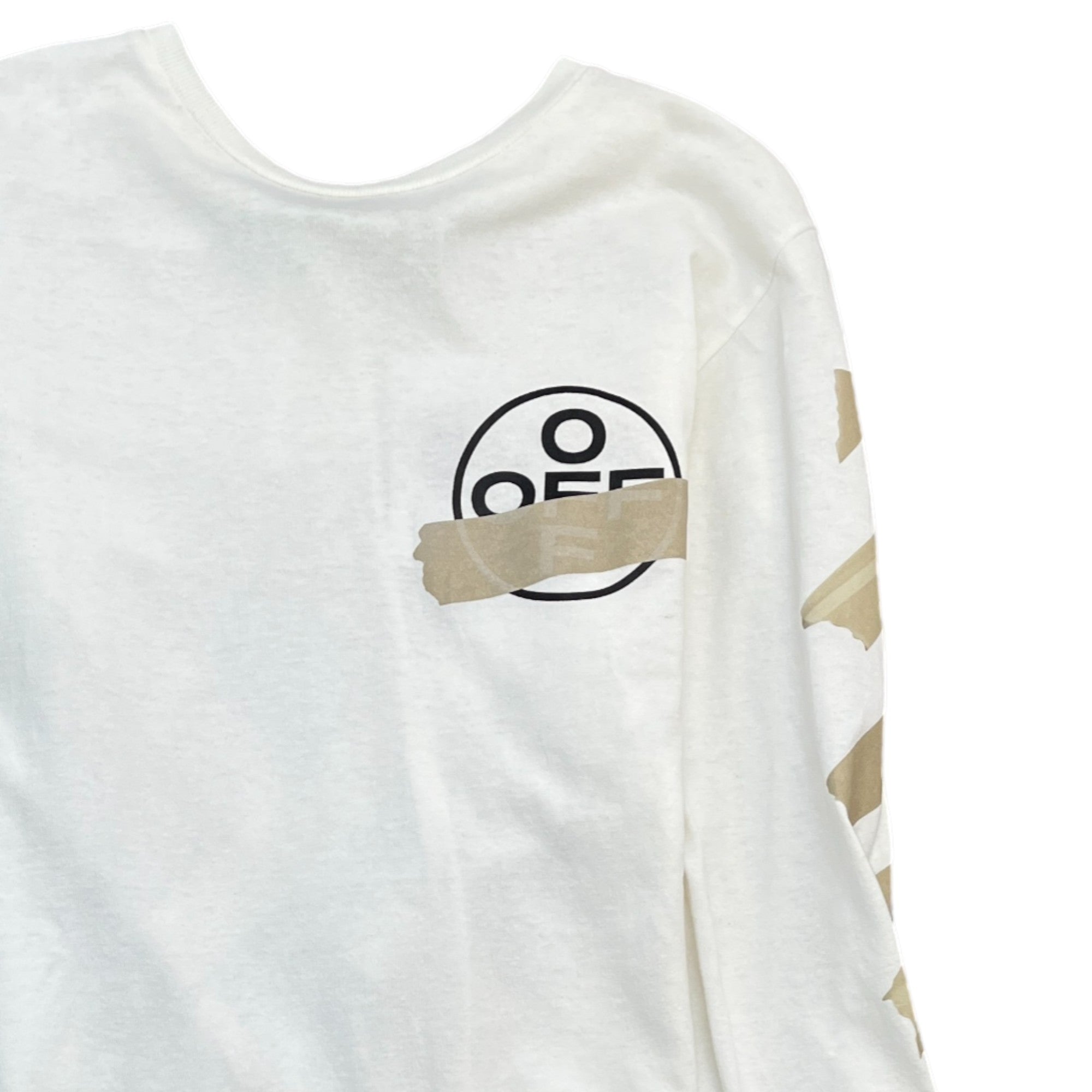 Men's Arrow Logo Print Long Sleeve T-Shirt Cream Size S