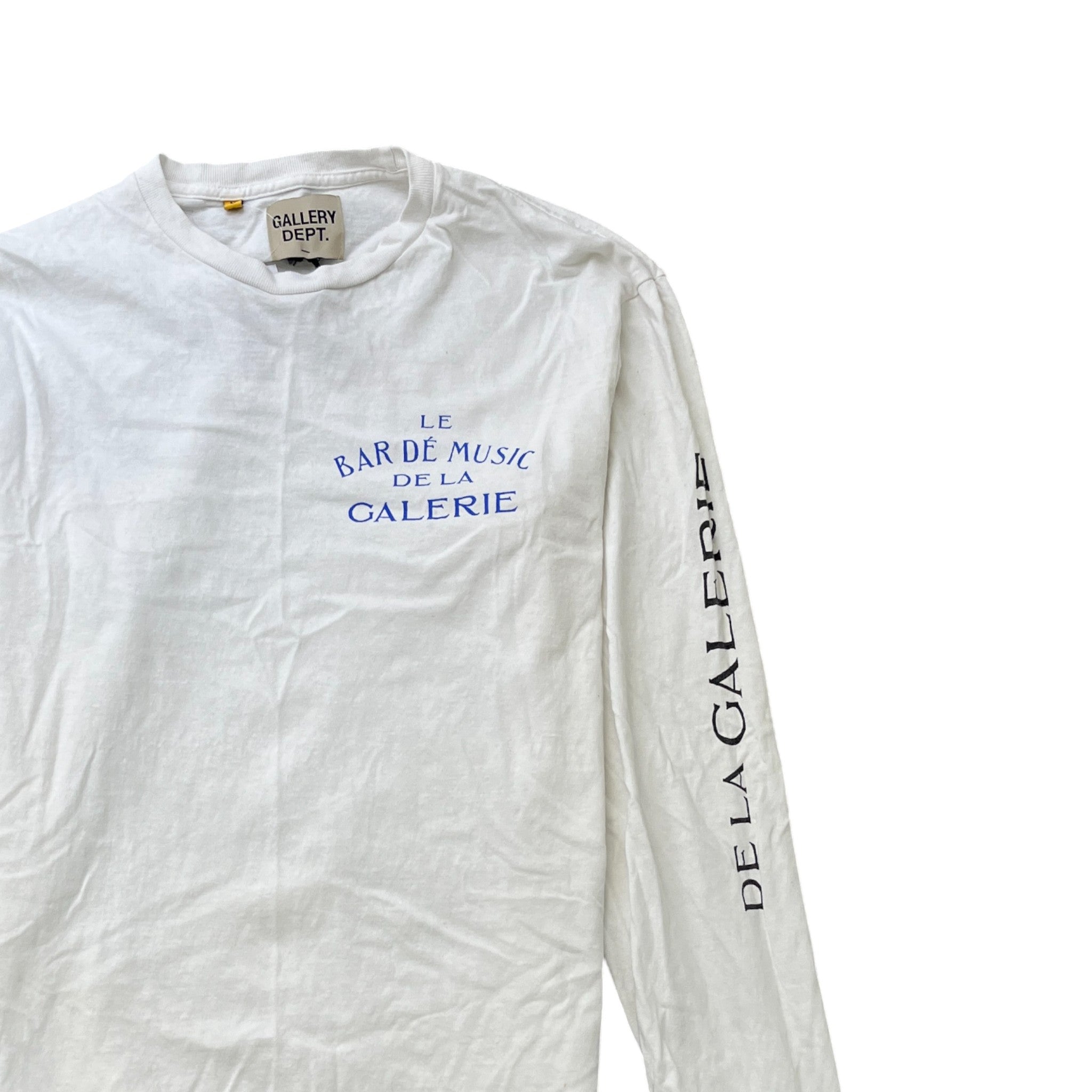 Men's French Logo Print Long Sleeve T-Shirt White Size M