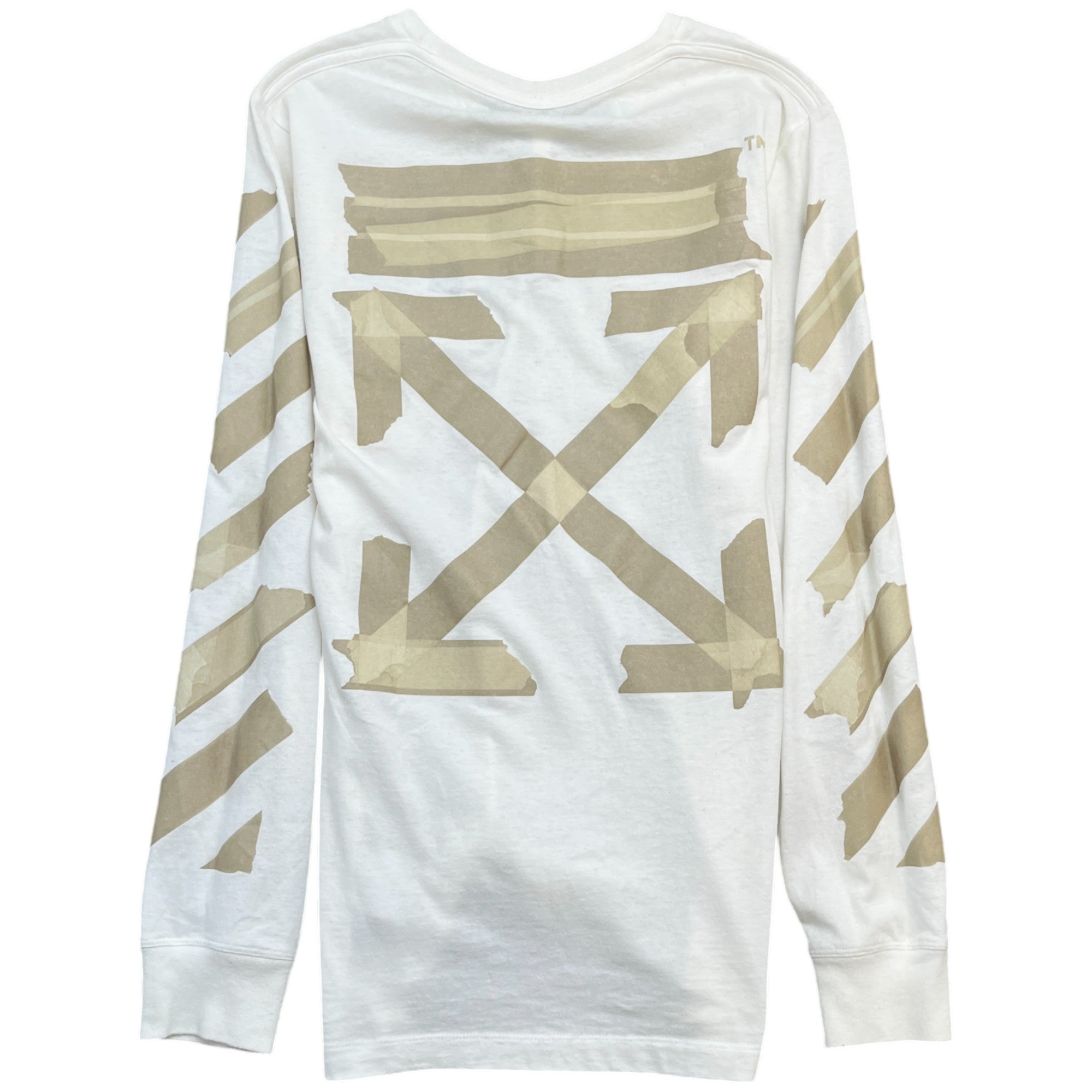 Men's Arrow Logo Print Long Sleeve T-Shirt Cream Size S