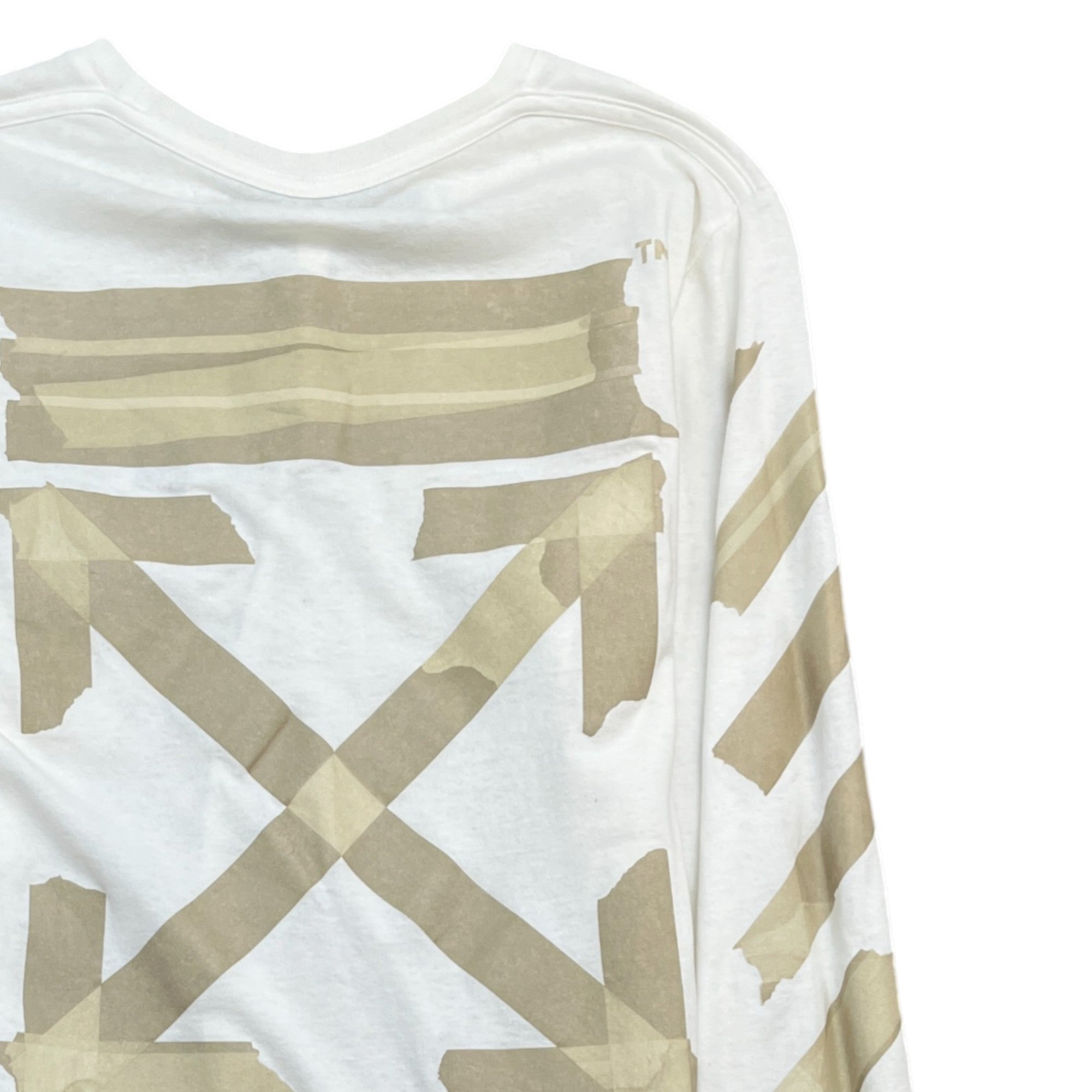 Men's Arrow Logo Print Long Sleeve T-Shirt Cream Size S