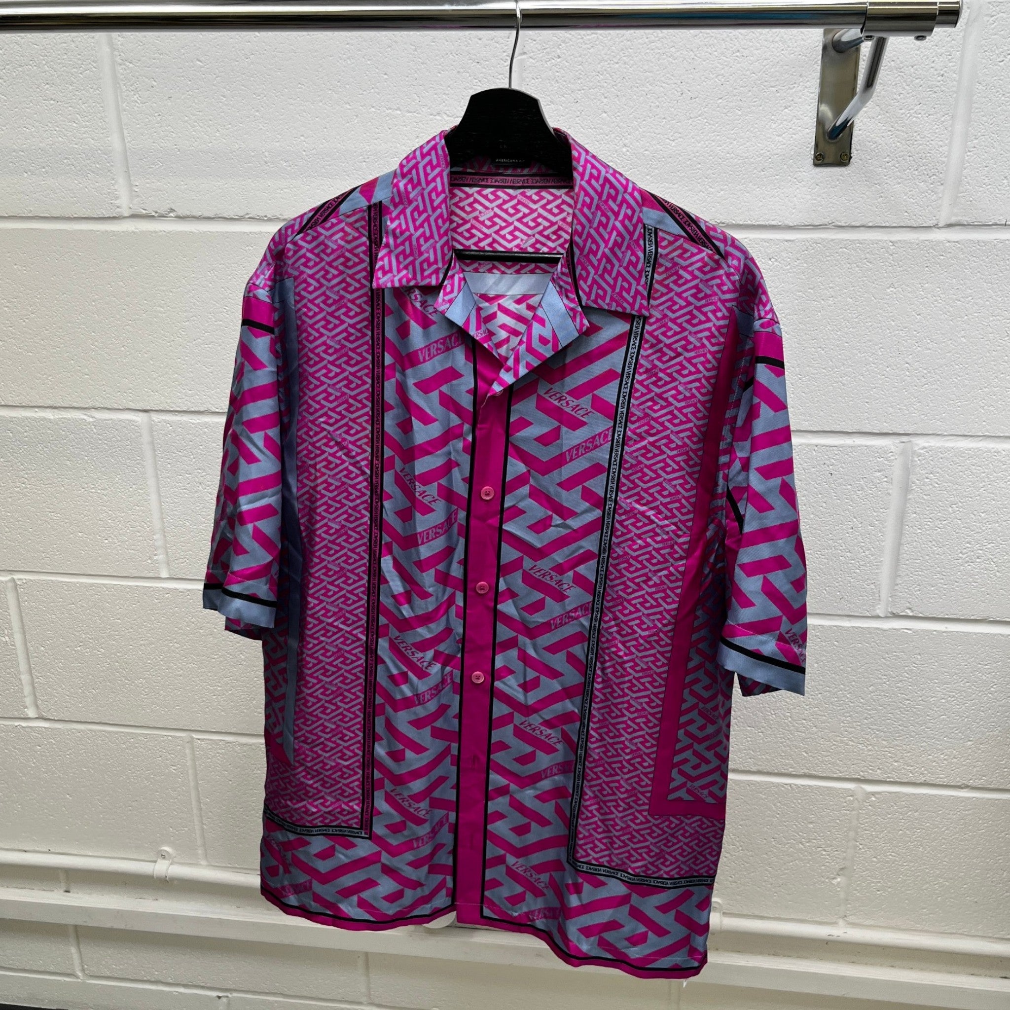 Men's La Greca Short Sleeve Shirt Purple Size IT 52 / UK XL