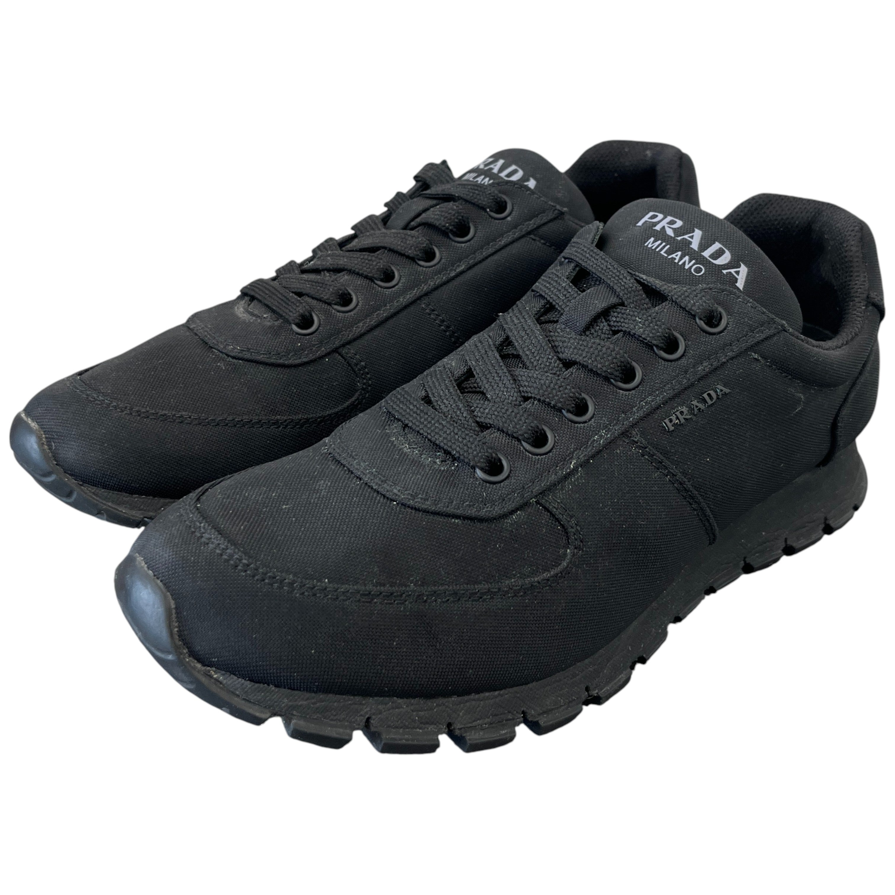 Men's Nylon Logo Low Trainers Black Size EU 41 / UK 7