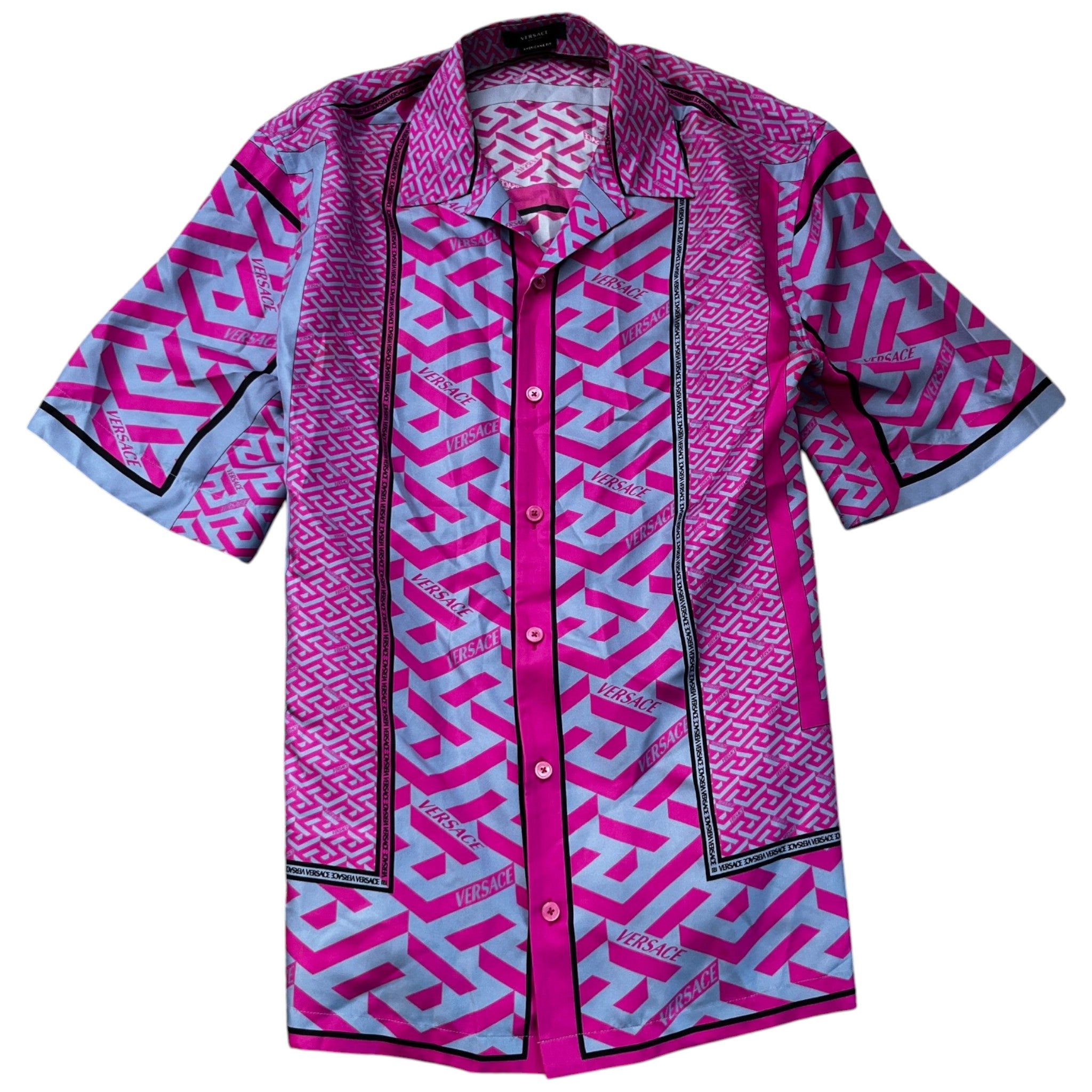 Men's La Greca Short Sleeve Shirt Purple Size IT 52 / UK XL