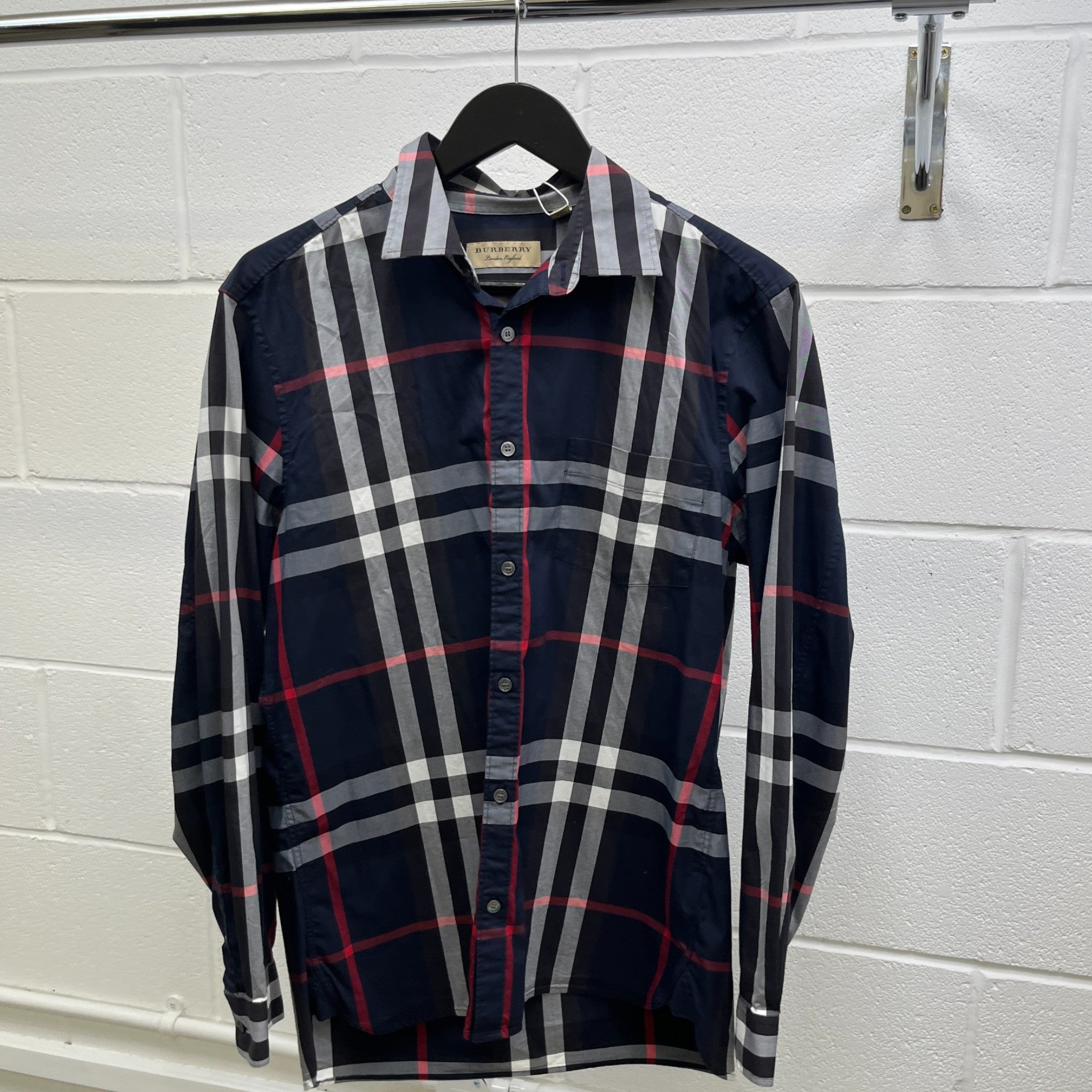 Men's Check Print Shirt Navy Size L