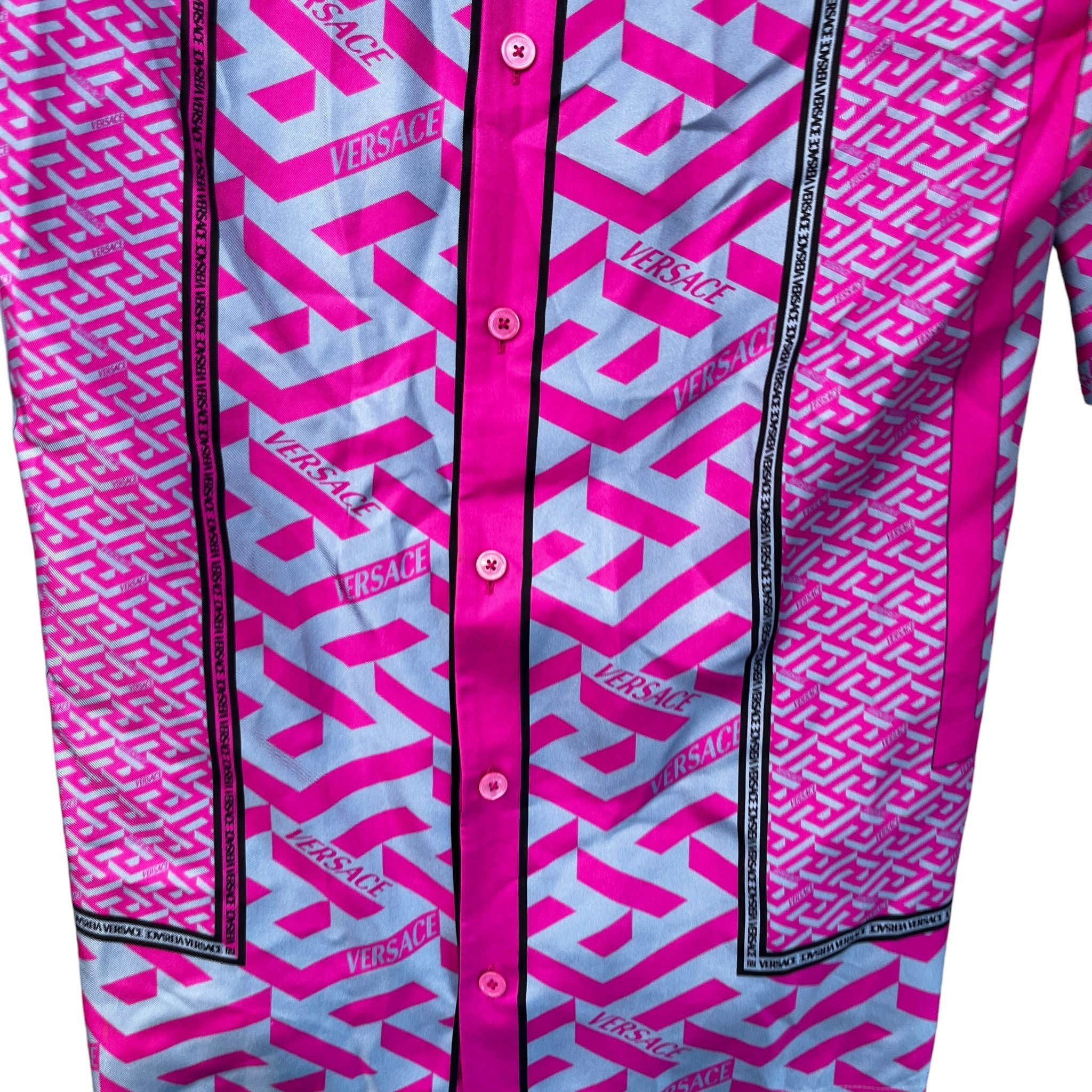 Men's La Greca Short Sleeve Shirt Purple Size IT 52 / UK XL