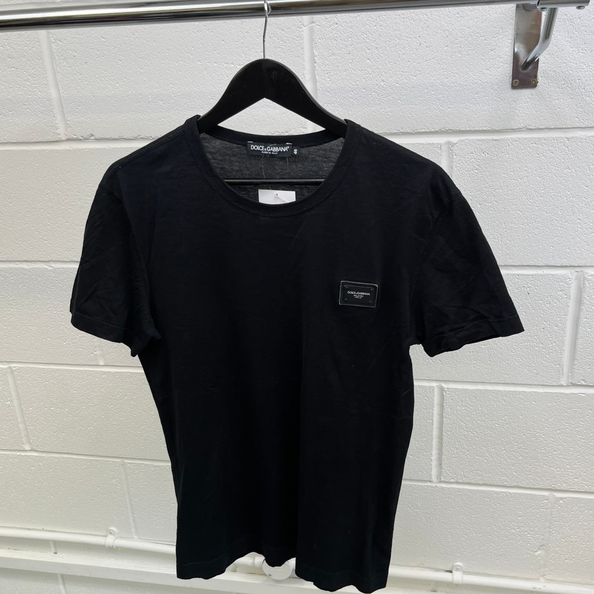 Men's Plaque Logo T-Shirt Black Size IT 46 / UK S