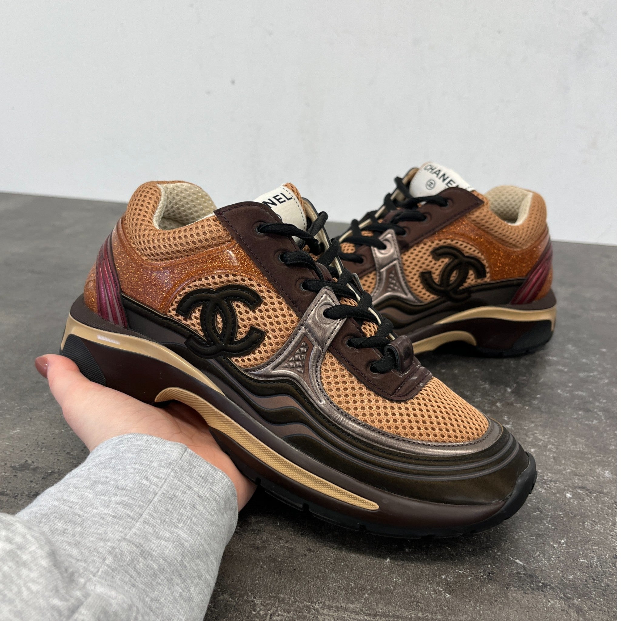 Women's Glitter Cc Runner Low Trainers Brown Size EU 36 / UK 3