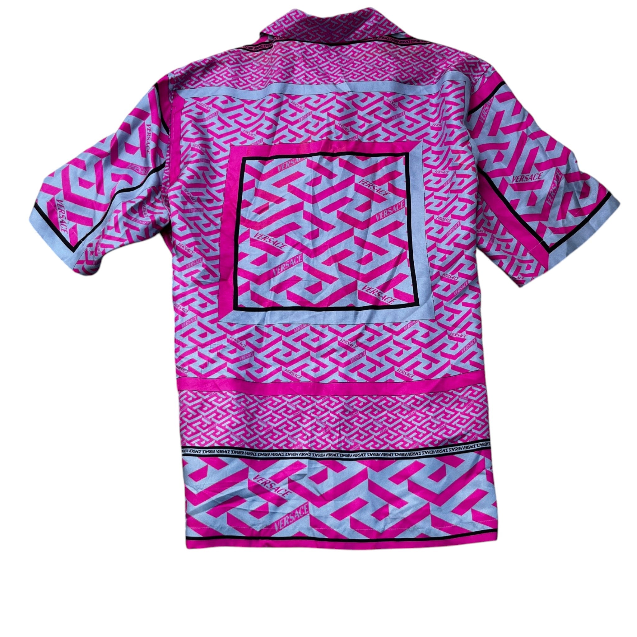 Men's La Greca Short Sleeve Shirt Purple Size IT 52 / UK XL