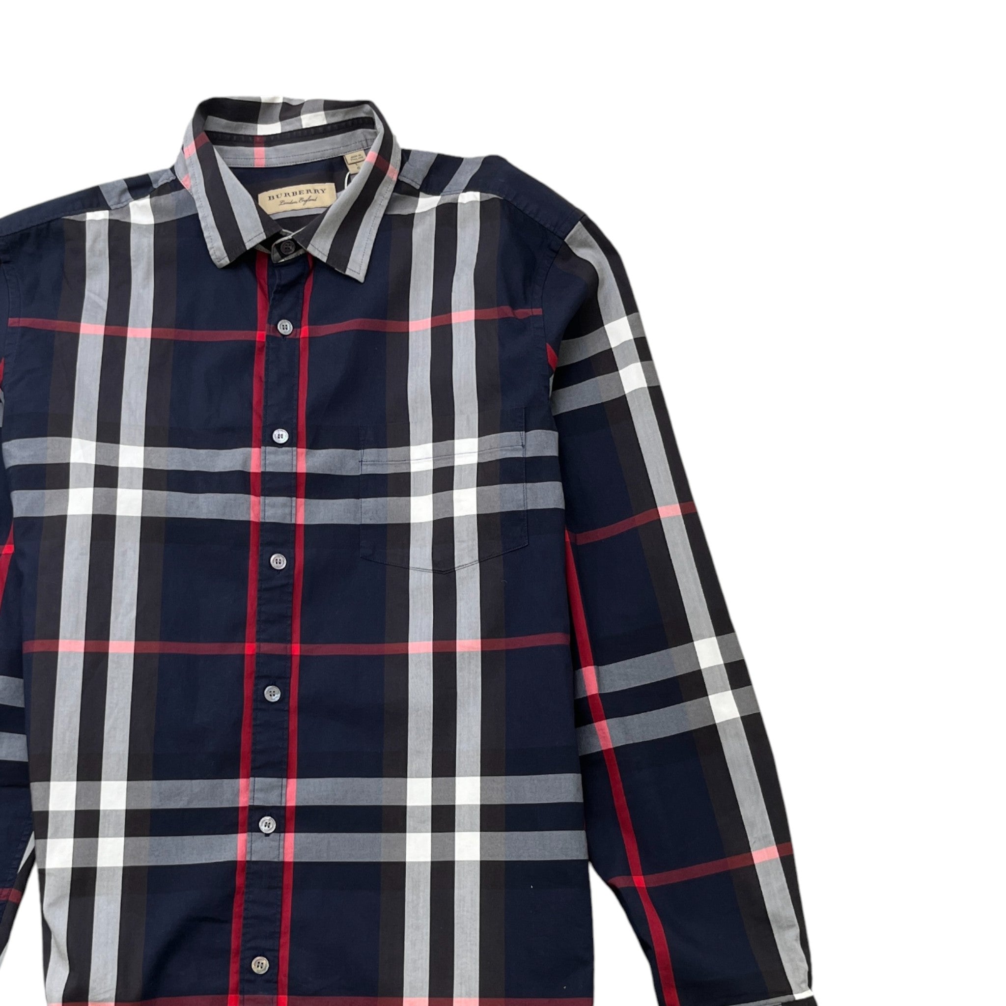 Men's Check Print Shirt Navy Size L