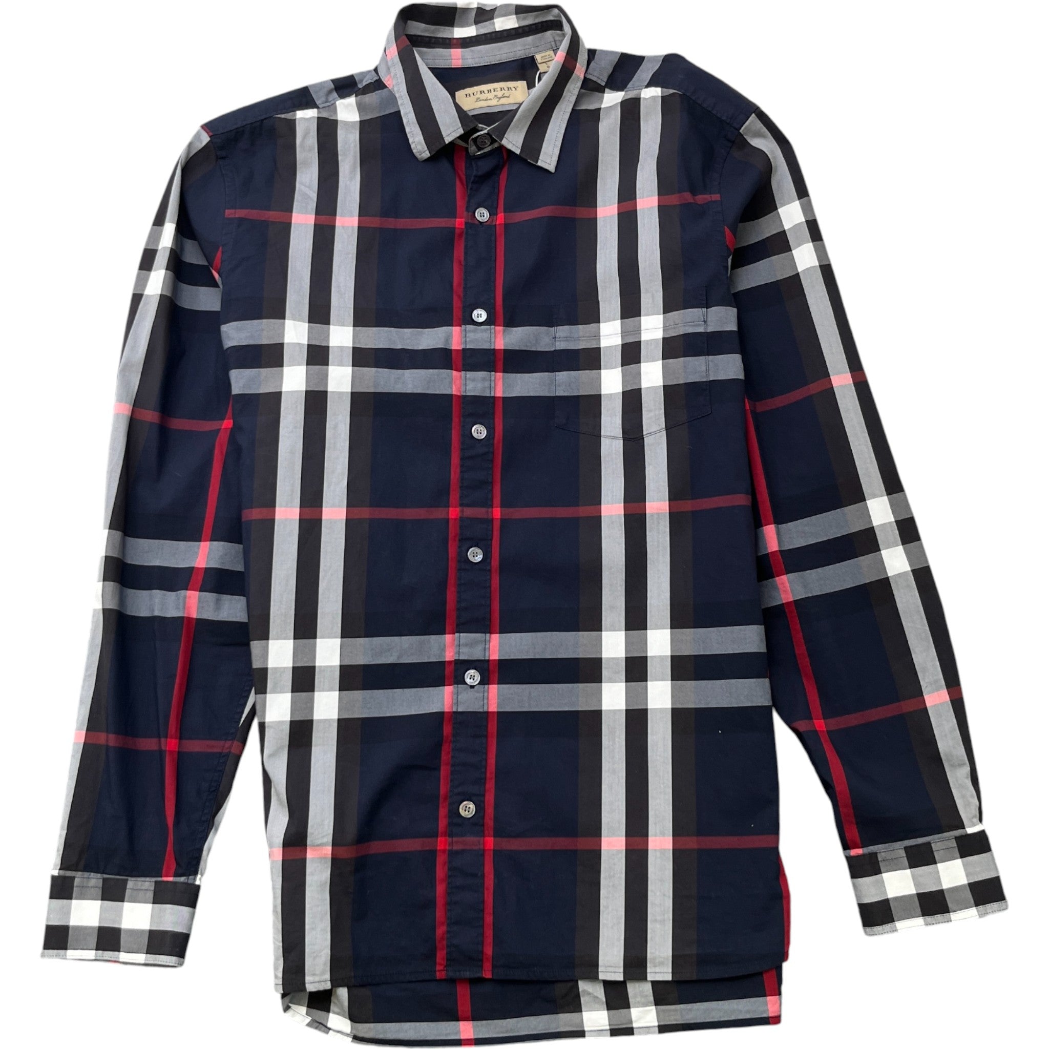 Men's Check Print Shirt Navy Size L