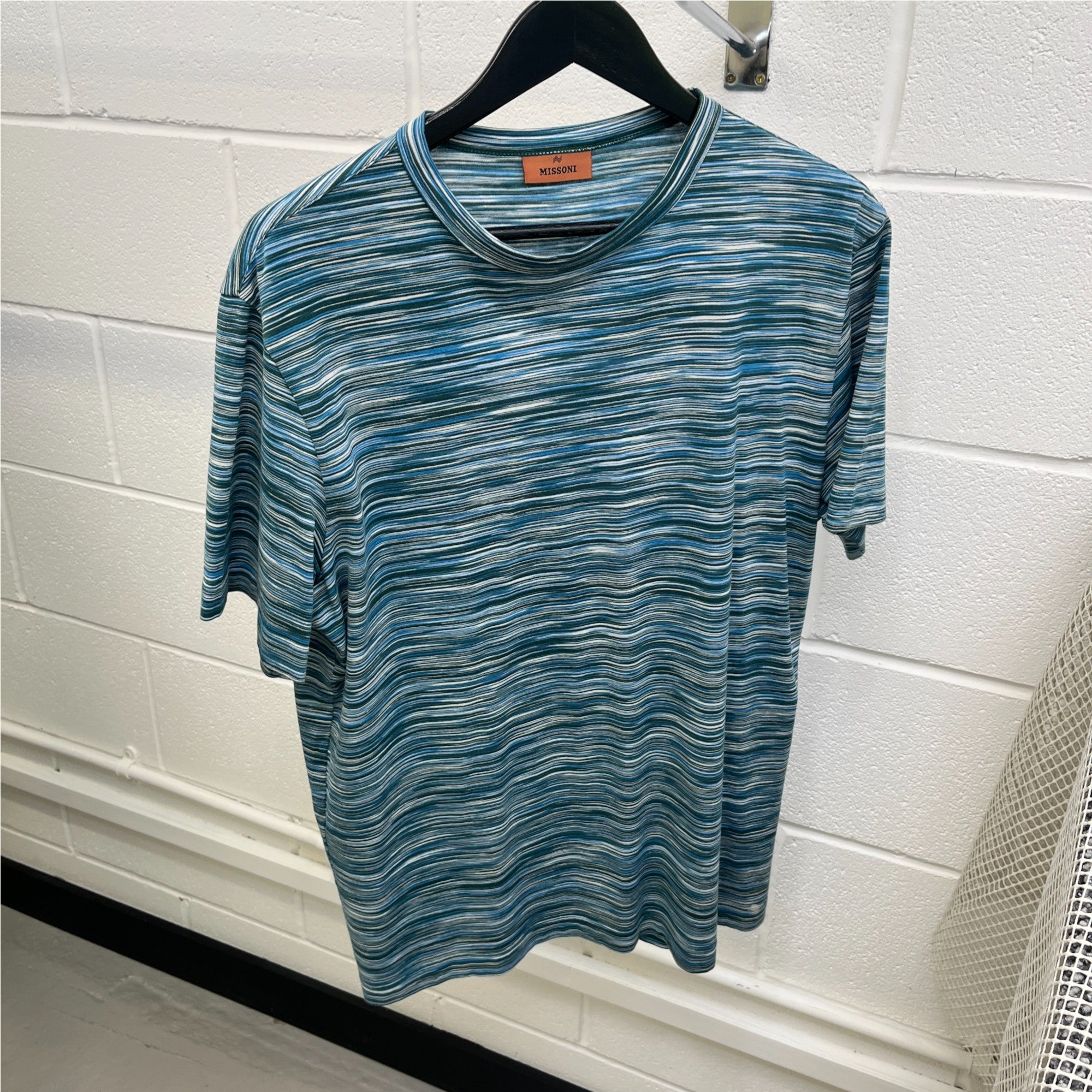 Men's Striped Cotton T-Shirt Blue Size L