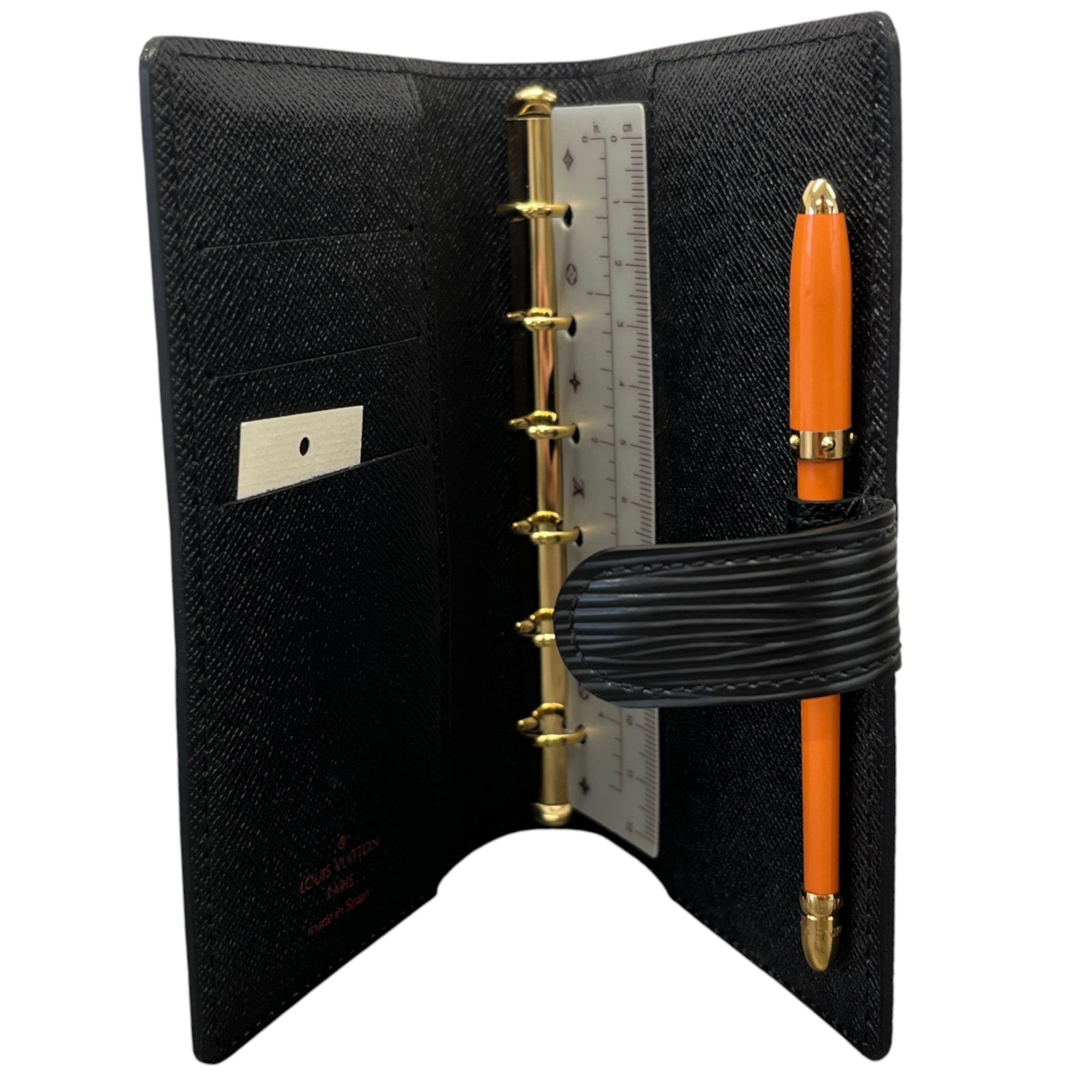 Women's Epi Leather Small Ring Agenda Notebook Black