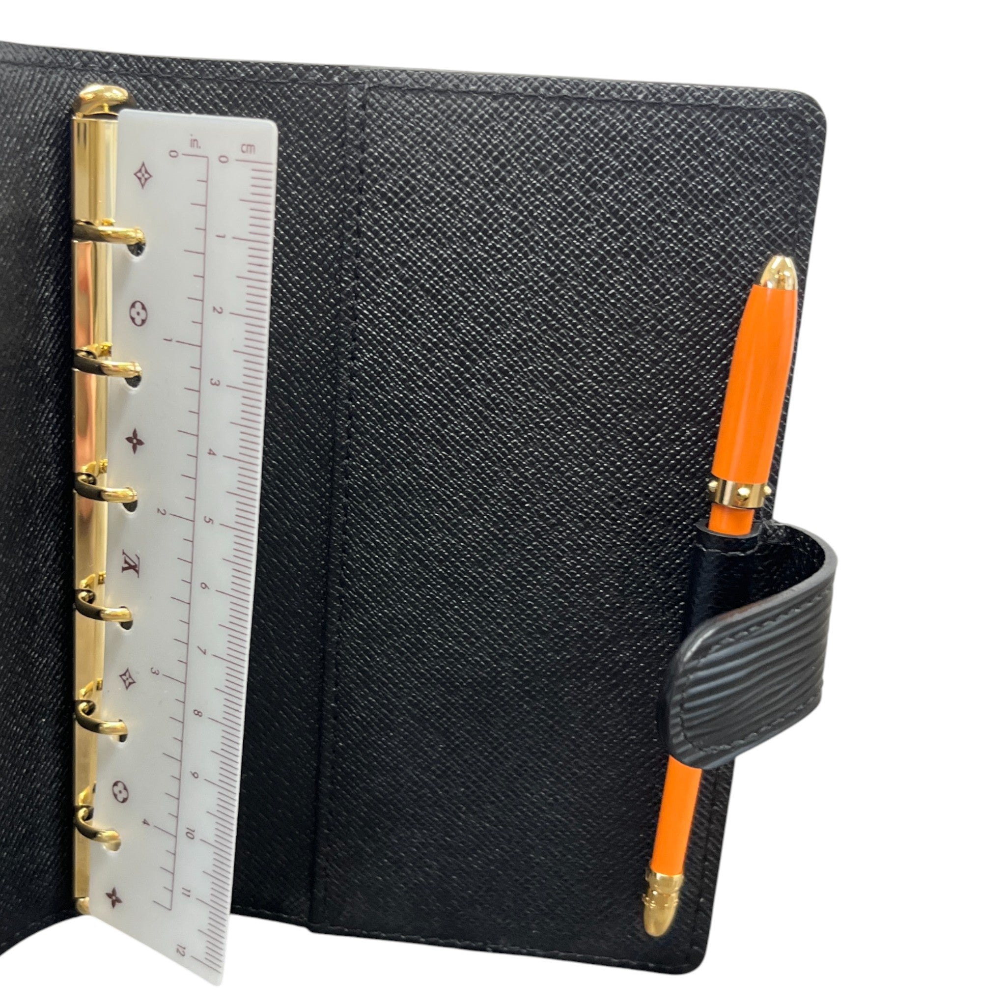 Women's Epi Leather Small Ring Agenda Notebook Black