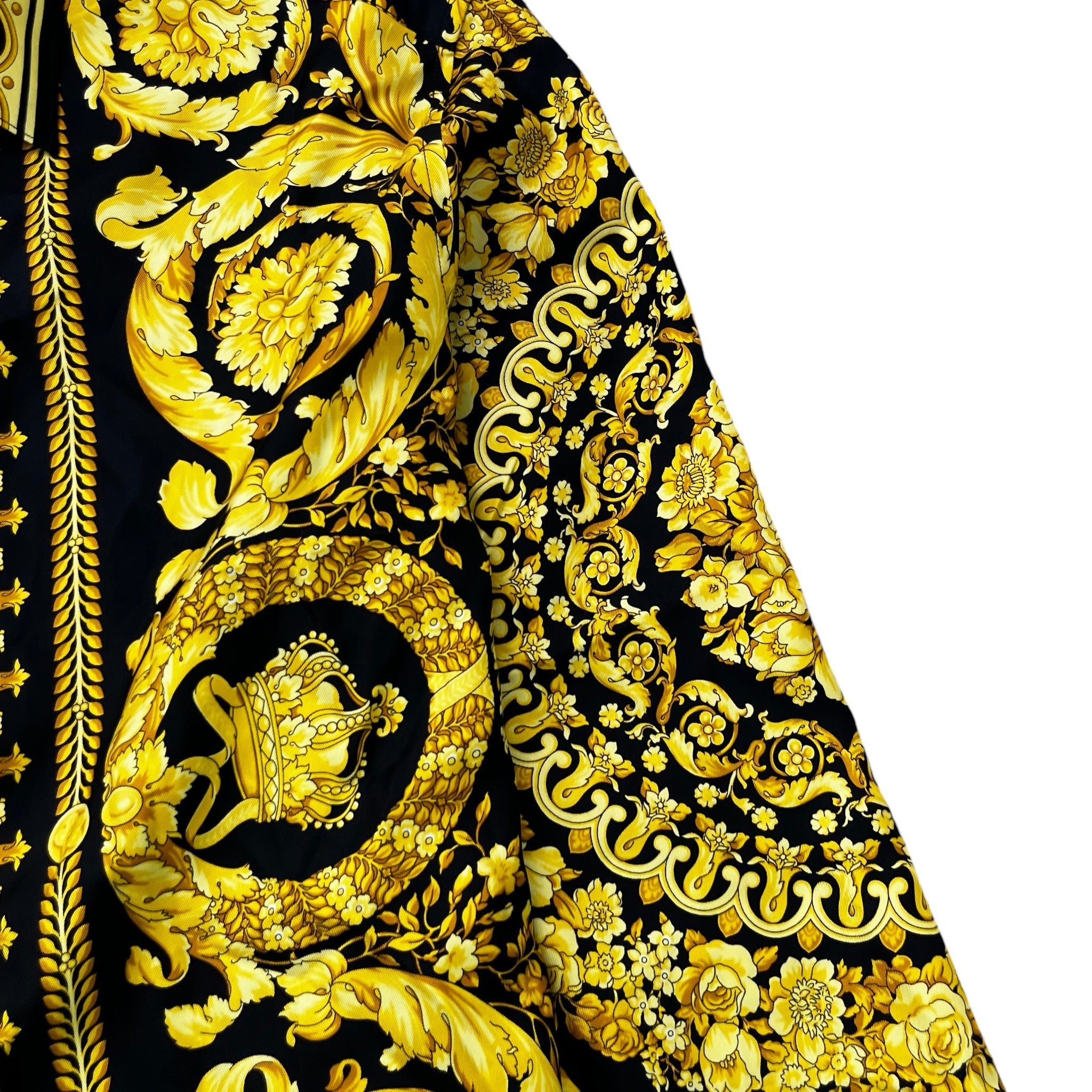 Men's Barocco Print Long Sleeve Shirt Yellow Size IT 54 / UK XXL