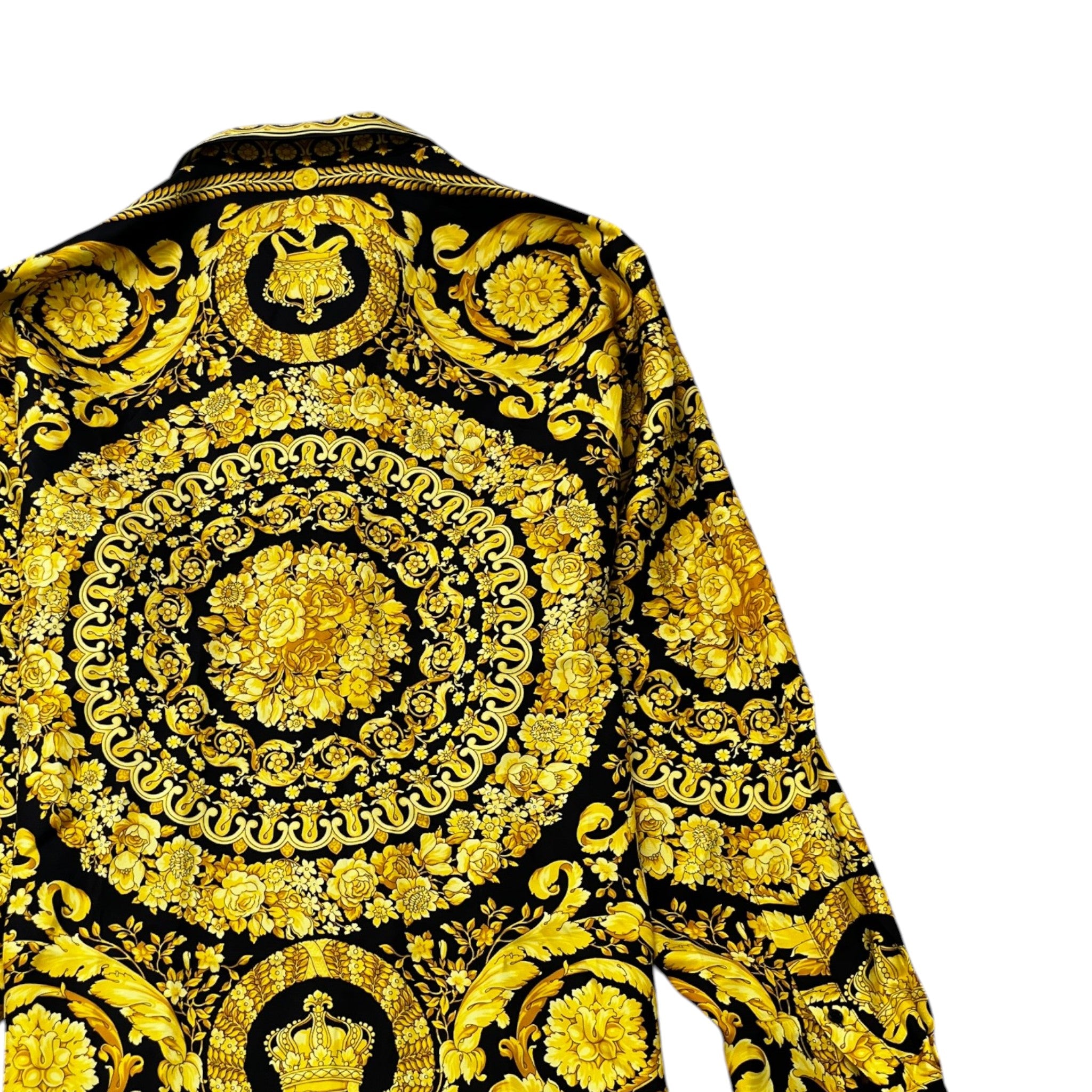 Men's Barocco Print Long Sleeve Shirt Yellow Size IT 54 / UK XXL