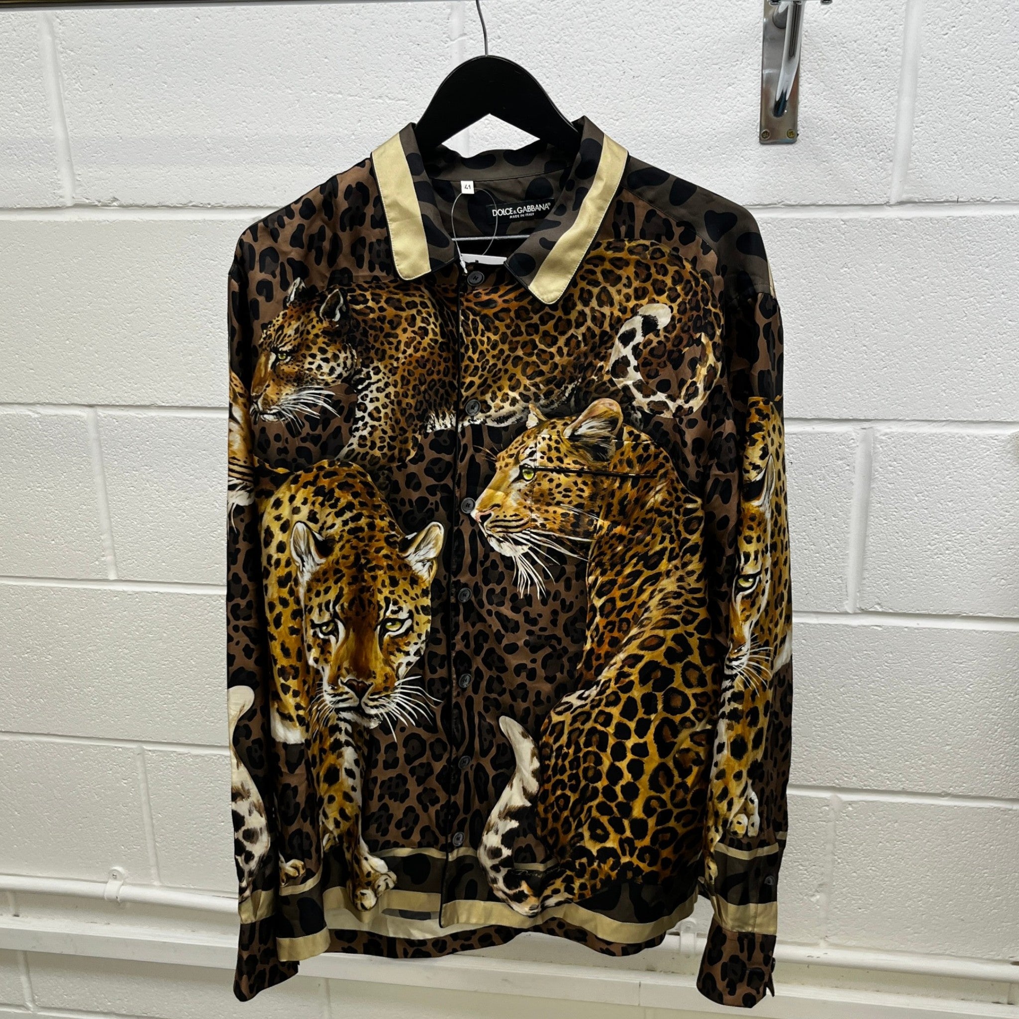 Men's Leopards Long Sleeve Shirt Brown Size L