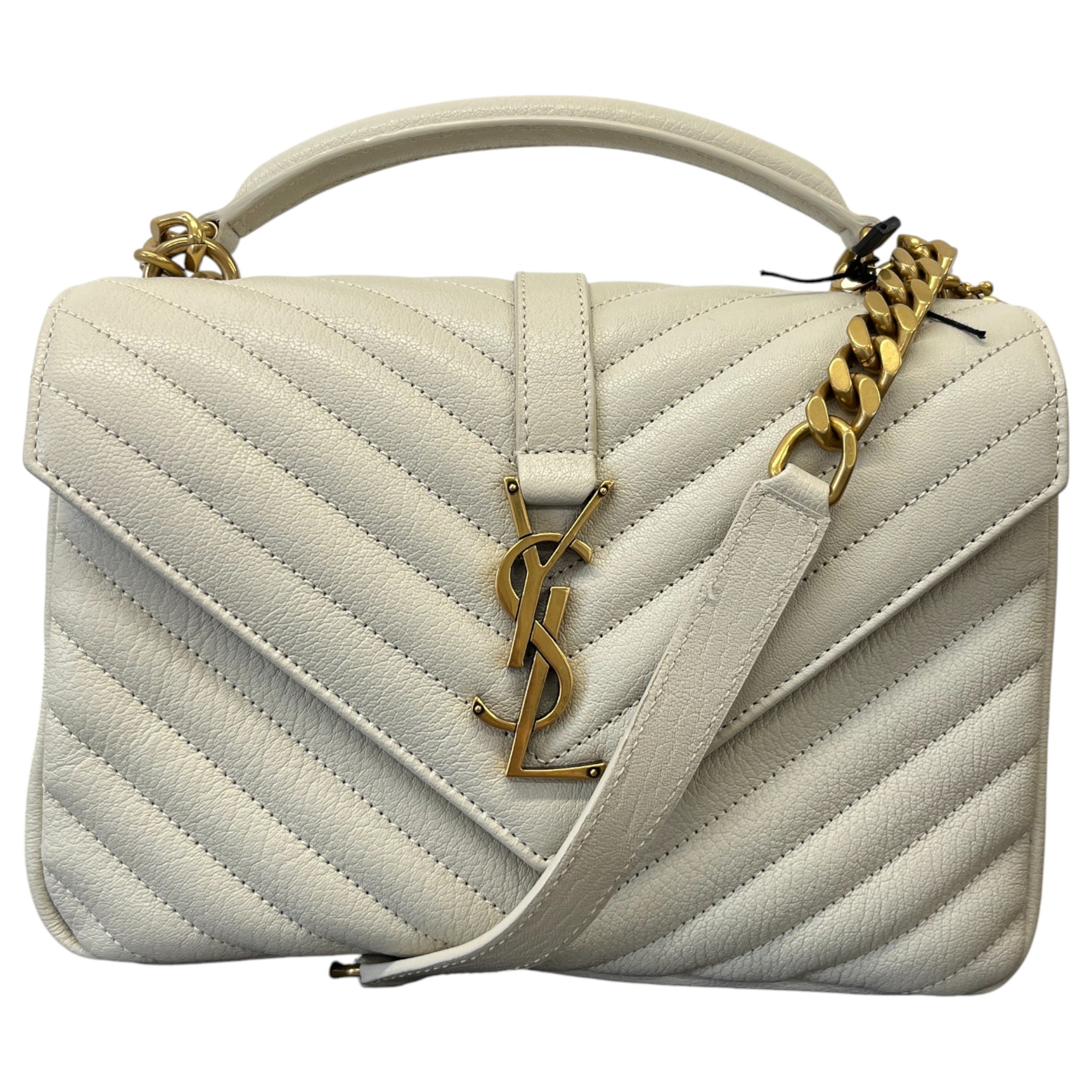 Women's College Medium Quilted Leather Handbag Beige