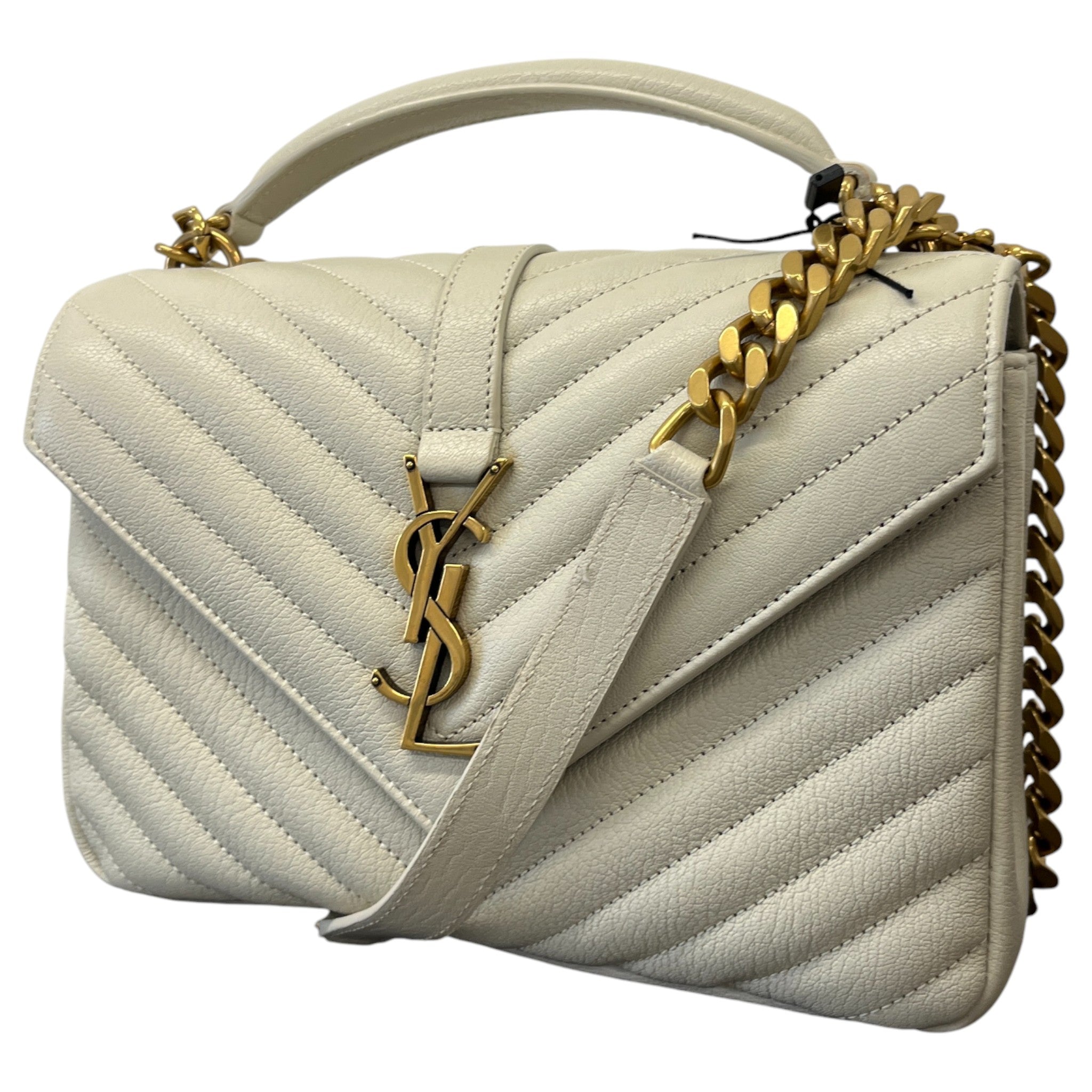 Women's College Medium Quilted Leather Handbag Beige